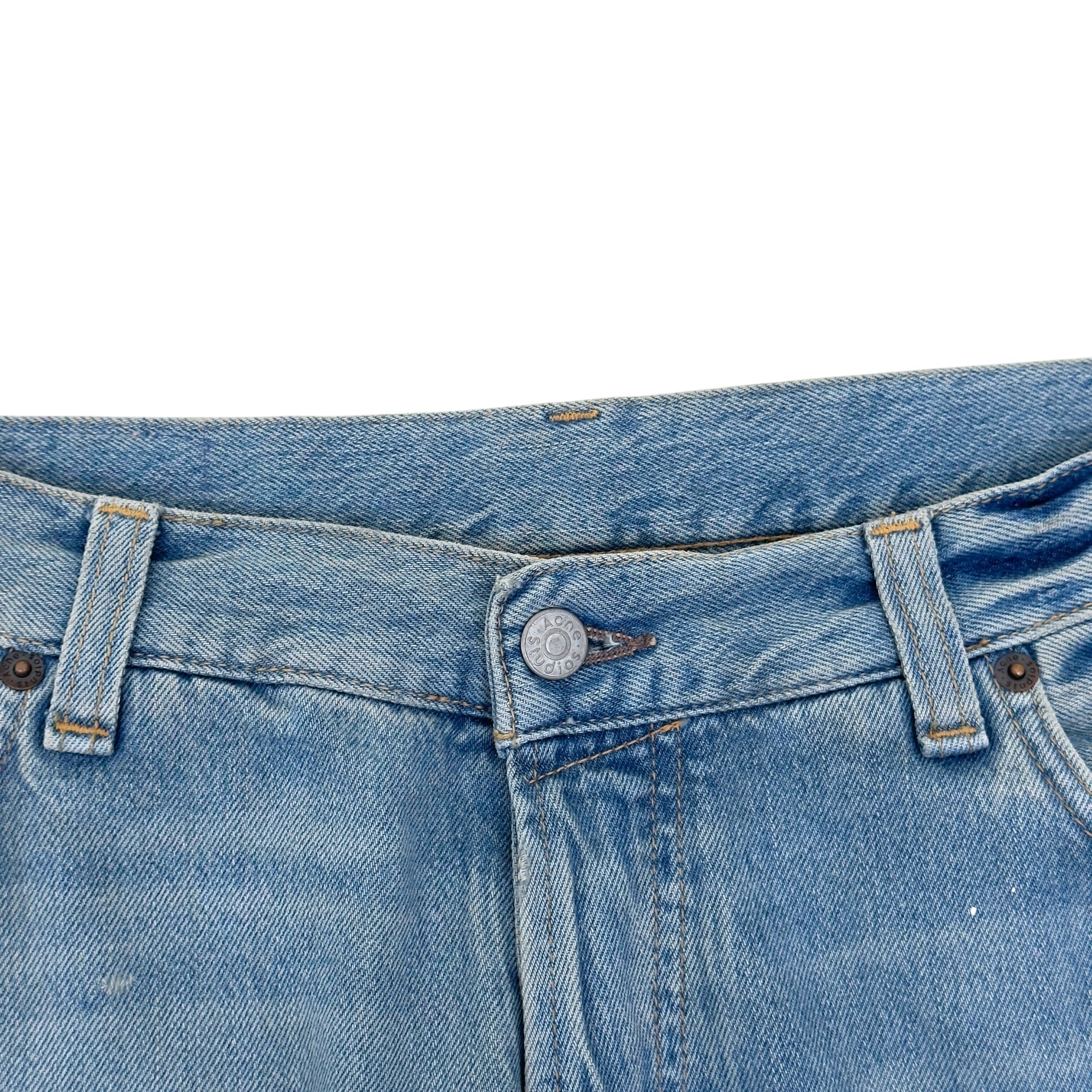 ACNE STUDIOS 2023M PAINT SPLATTER WIDE LEG JEANS BLUE EUR 50 / L
