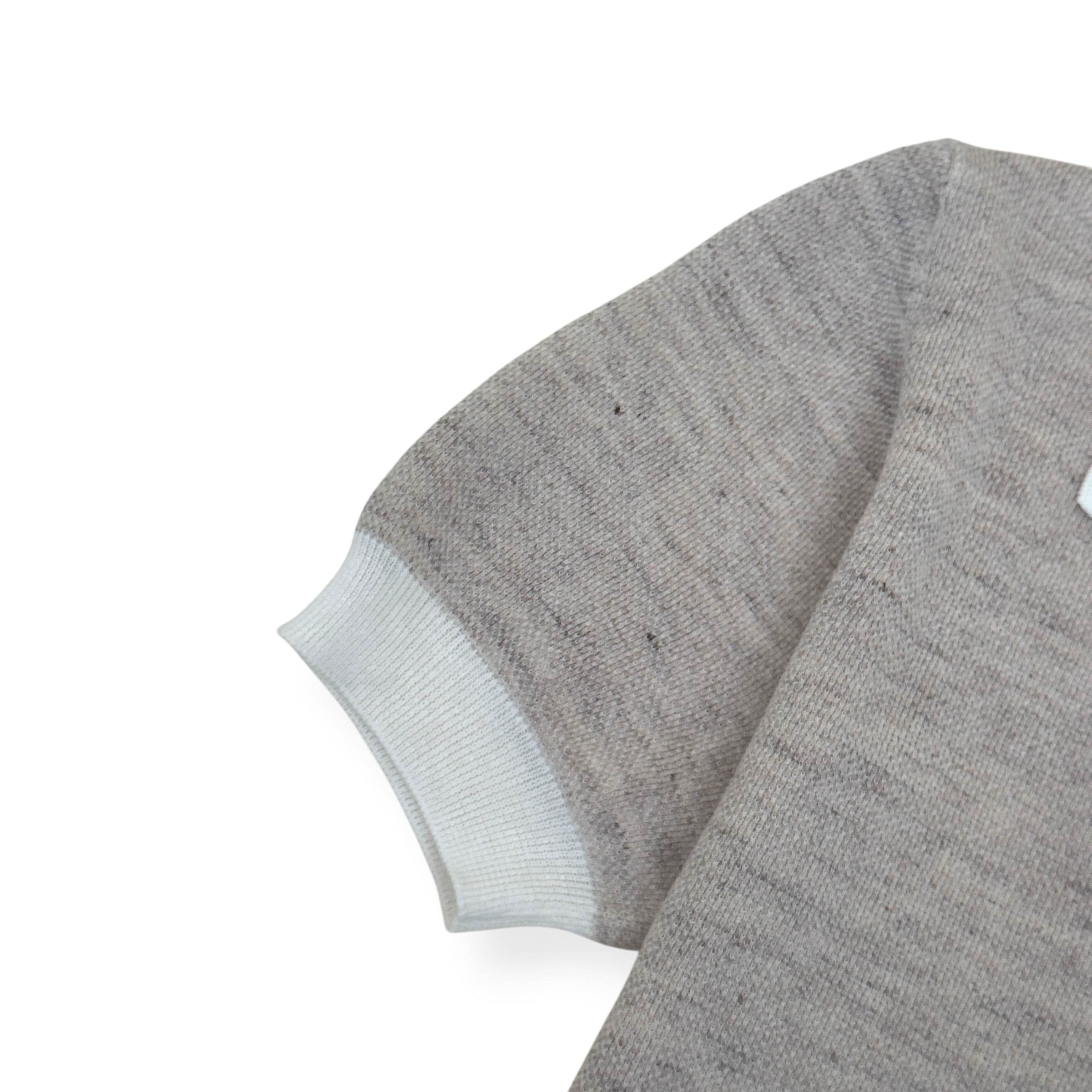 THOM SWEENEY COTTON / LINEN SHORT SLEEVE KNIT POLO GREY / WHITE M