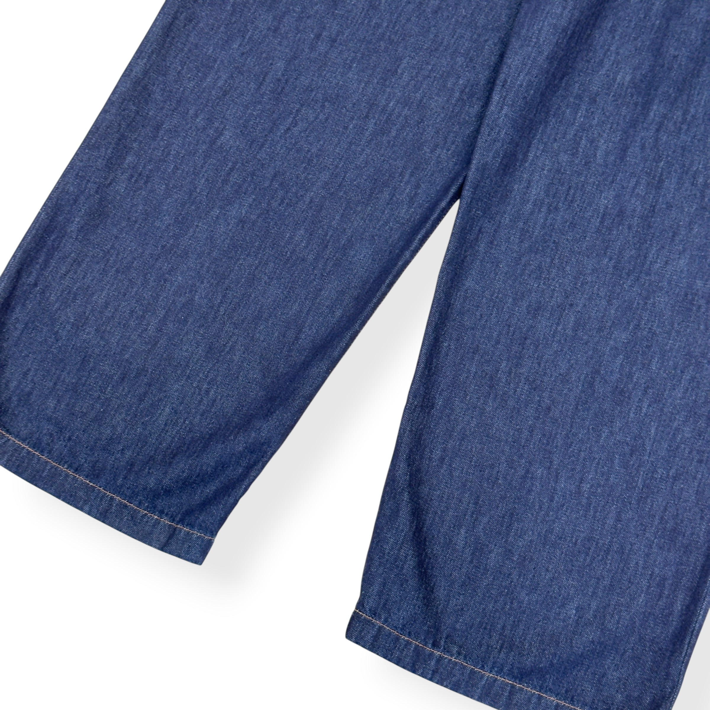 DRIES VAN NOTEN PLEATED WIDE LEG DENIM TROUSERS INDIGO 33 / M