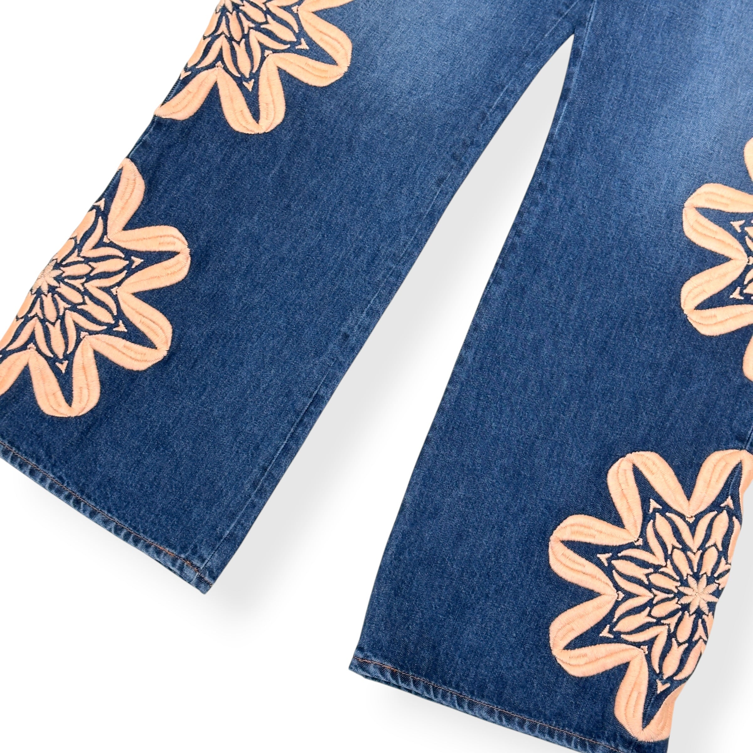 BLUEMARBLE FLORAL EMBROIDERED WIDE LEG JEANS BLUE 34 / M