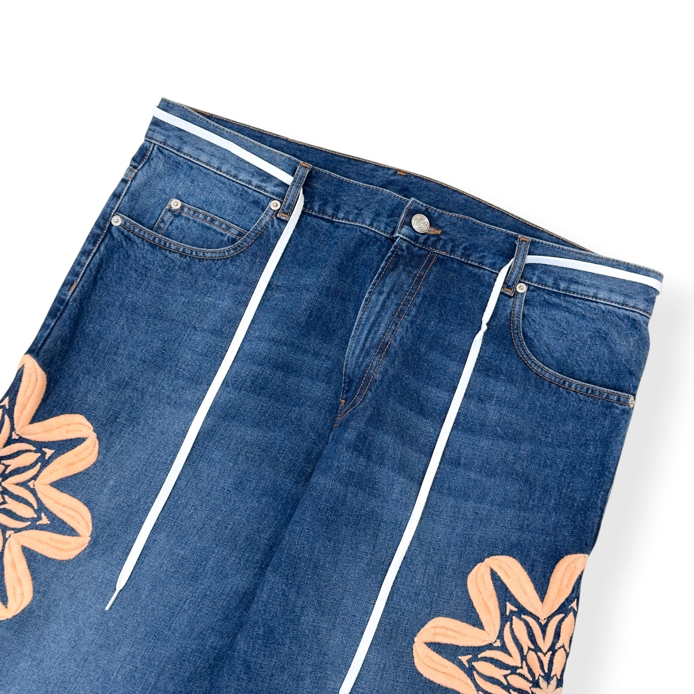 BLUEMARBLE FLORAL EMBROIDERED WIDE LEG JEANS BLUE 34 / M