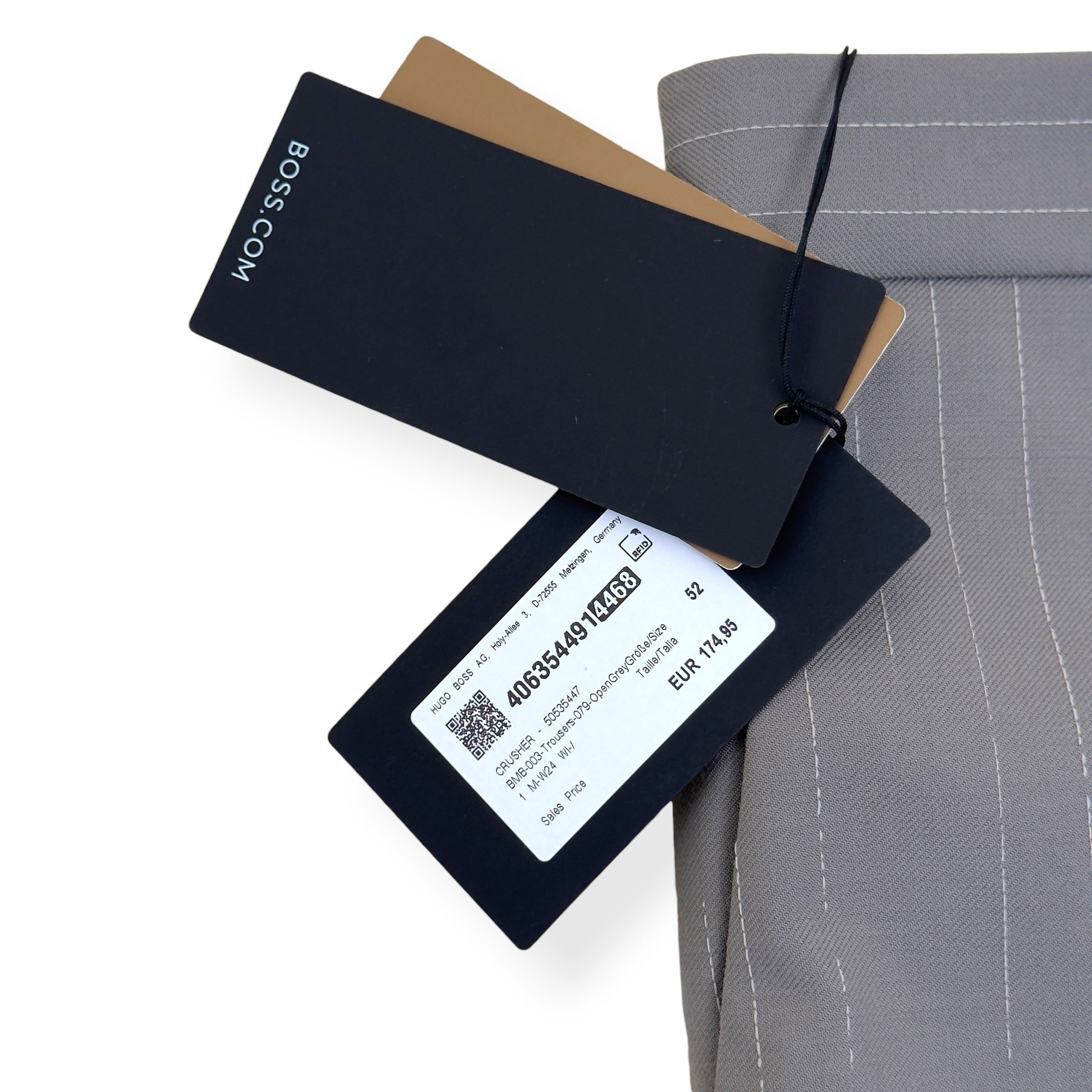 BOSS CRUSHER PINSTRIPE STRAIGHT LEG TROUSERS GREY 52 / XL
