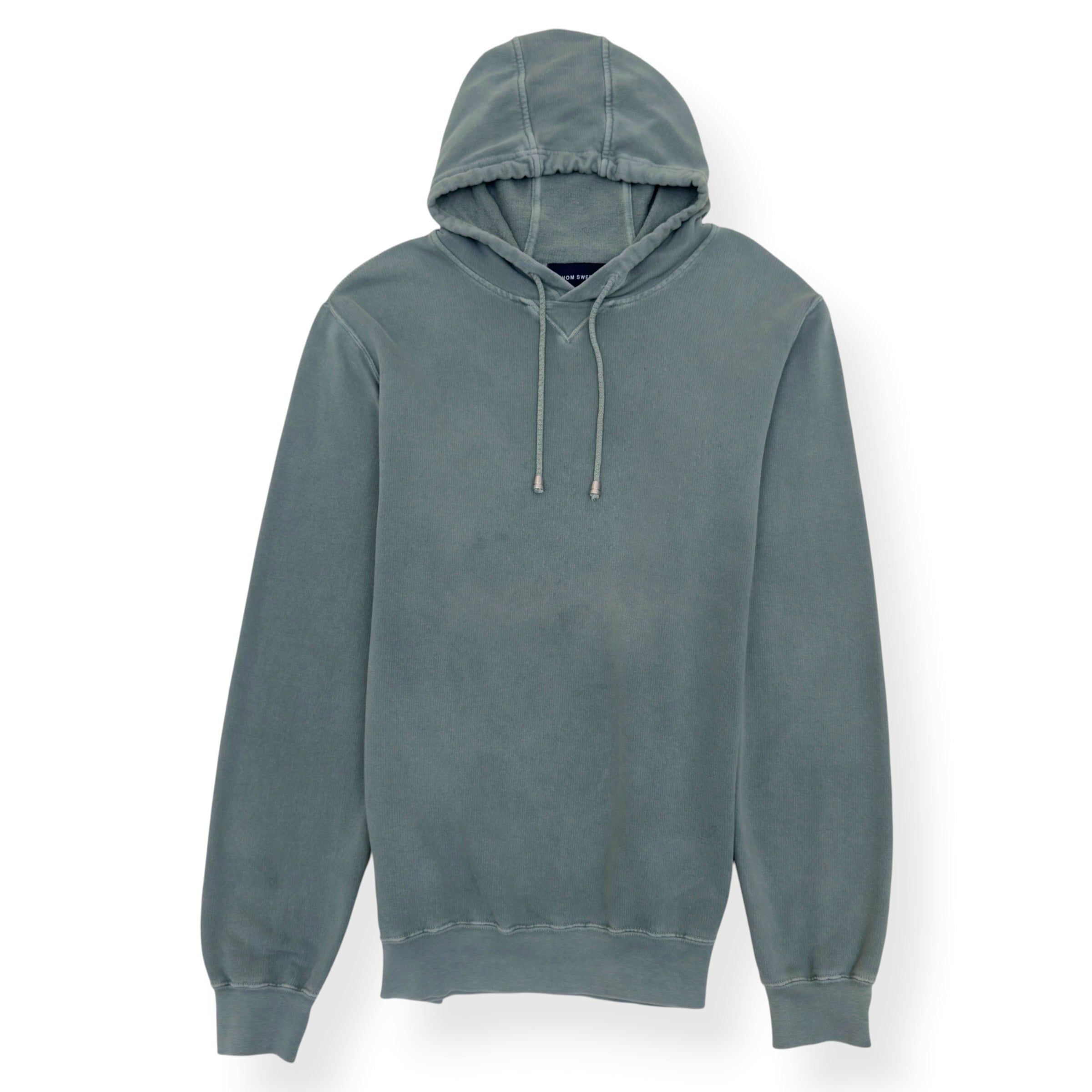 THOM SWEENEY GARMENT DYED COTTON HOODIE GREEN L