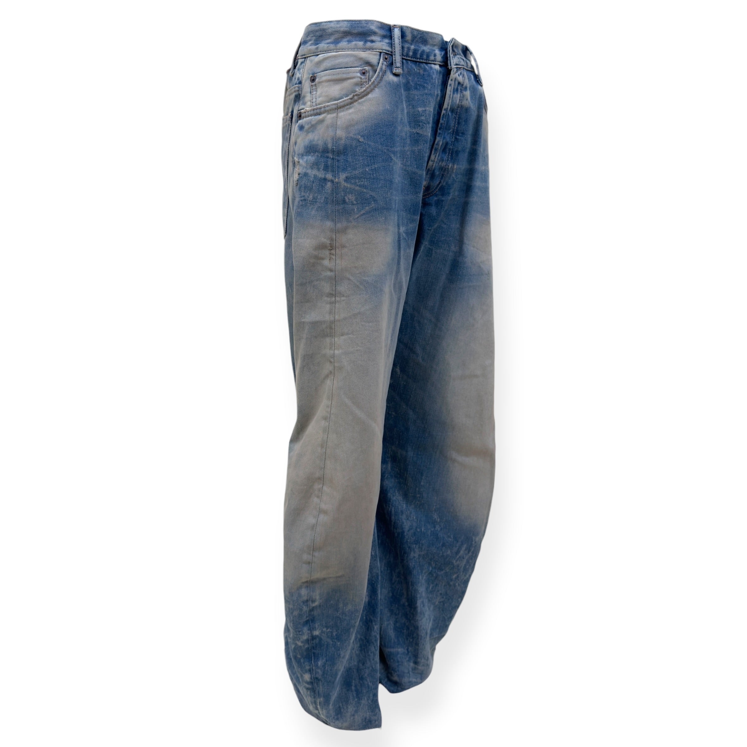 ACNE STUDIOS DISTRESSED WIDE LEG JEANS BLUE 33/34 / M