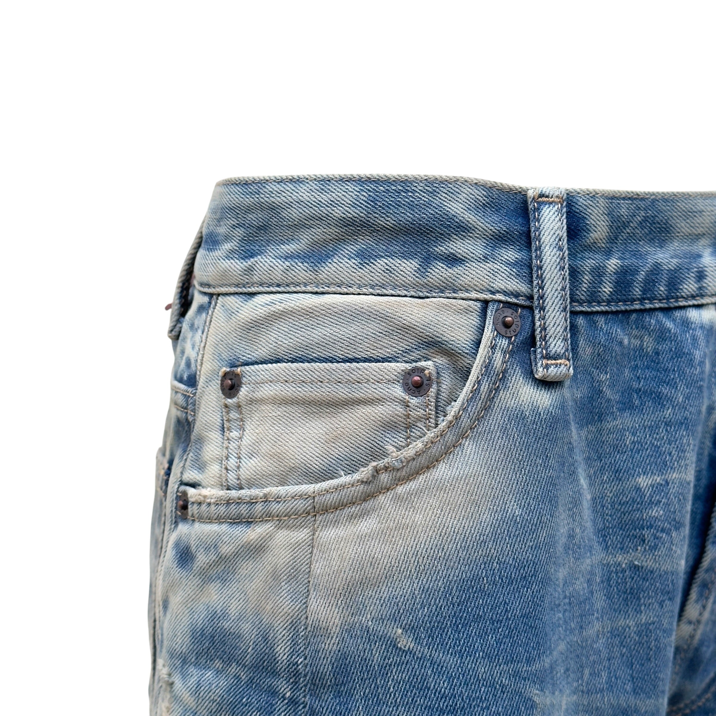 ACNE STUDIOS DISTRESSED WIDE LEG JEANS BLUE 33/34 / M