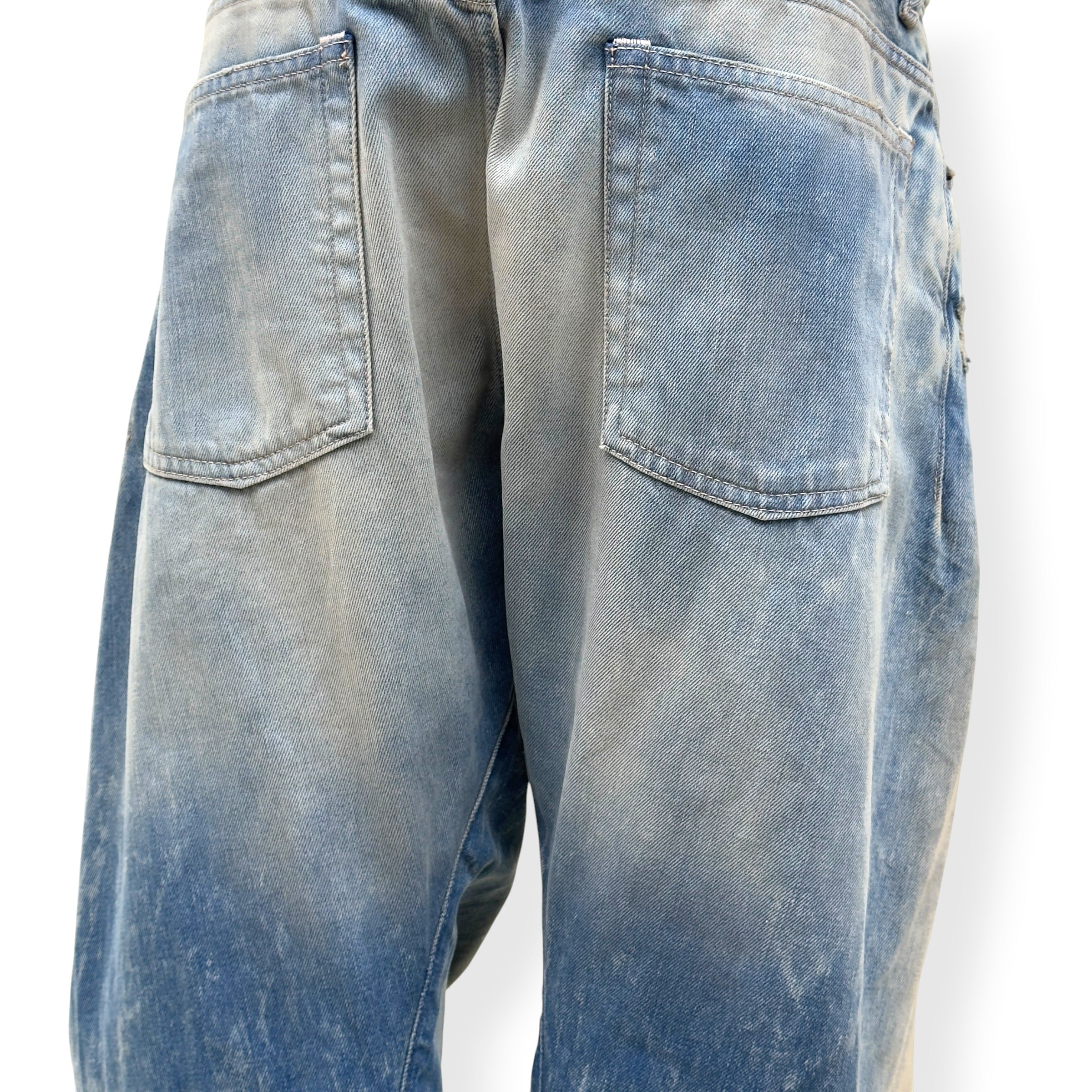ACNE STUDIOS DISTRESSED WIDE LEG JEANS BLUE 33/34 / M