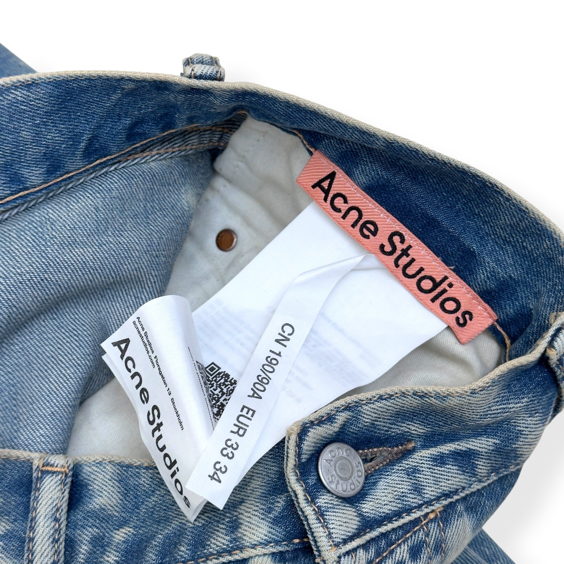 ACNE STUDIOS DISTRESSED WIDE LEG JEANS BLUE 33/34 / M