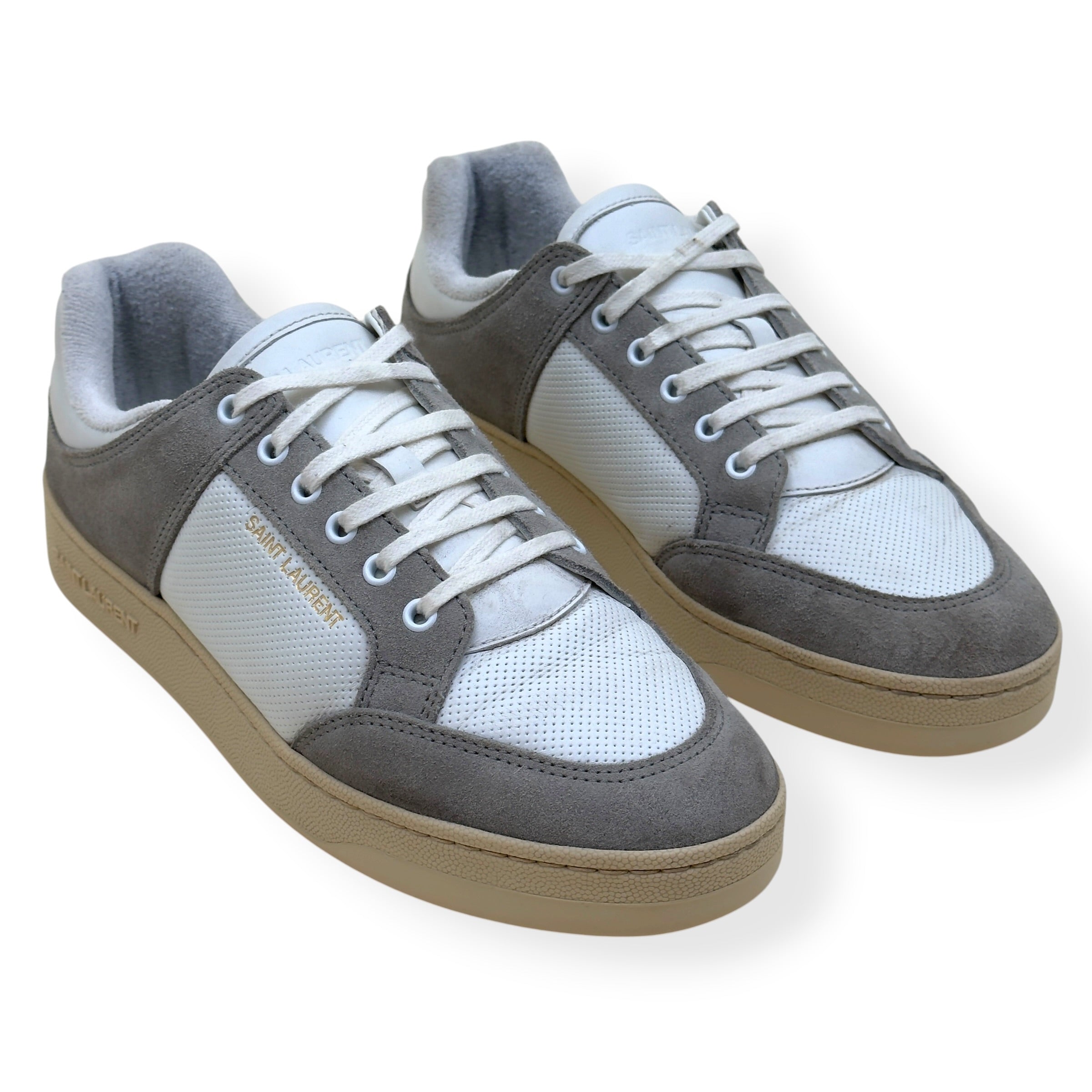 SAINT LAURENT SL/61 PANELLED SUEDE LEATHER SNEAKER GREY / WHITE 43 / UK9