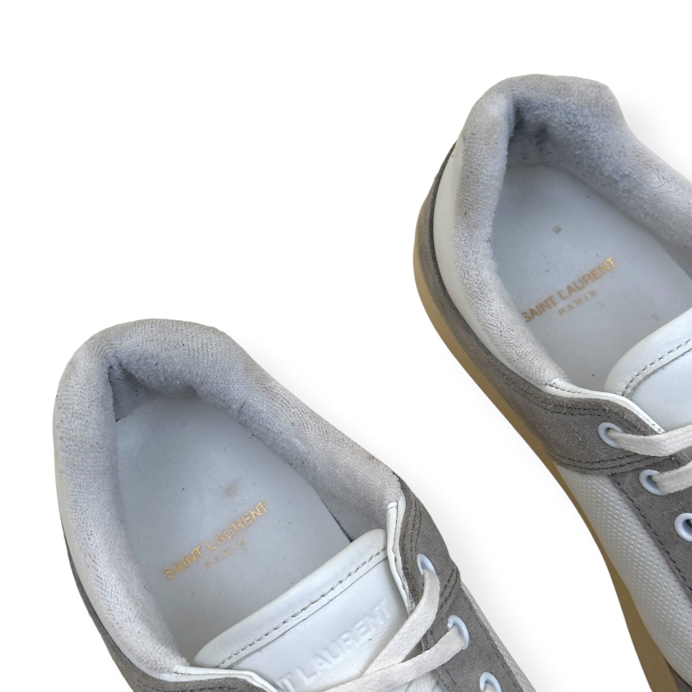 SAINT LAURENT SL/61 PANELLED SUEDE LEATHER SNEAKER GREY / WHITE 43 / UK9