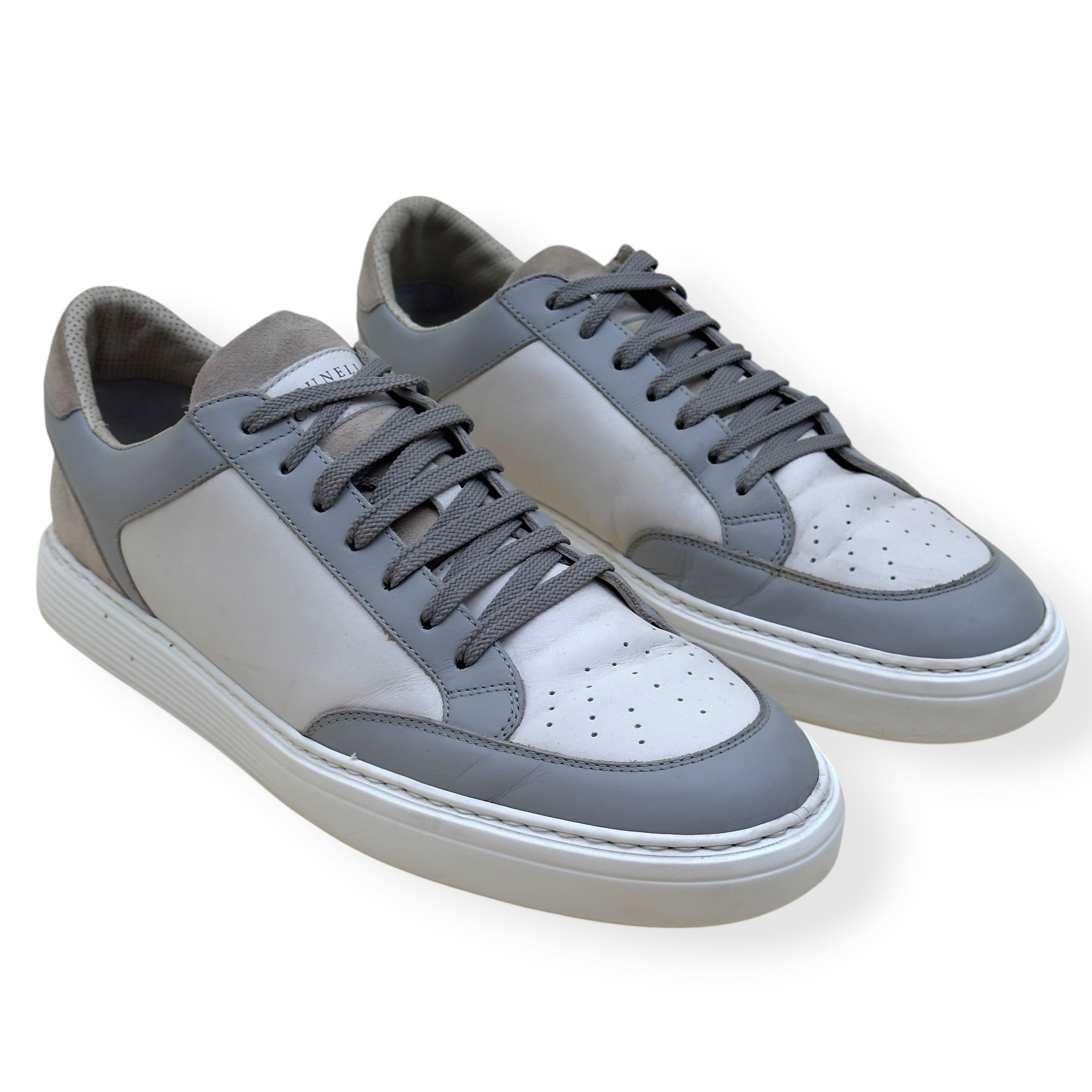 BRUNELLO CUCINELLI SUEDE / LEATHER SNEAKER GREY / WHITE 43 / UK9