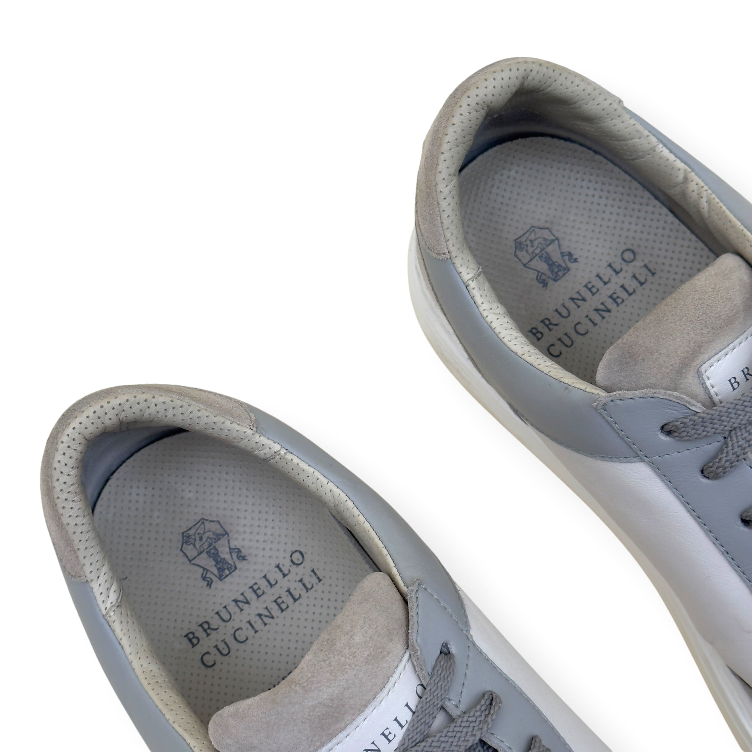 BRUNELLO CUCINELLI SUEDE / LEATHER SNEAKER GREY / WHITE 43 / UK9
