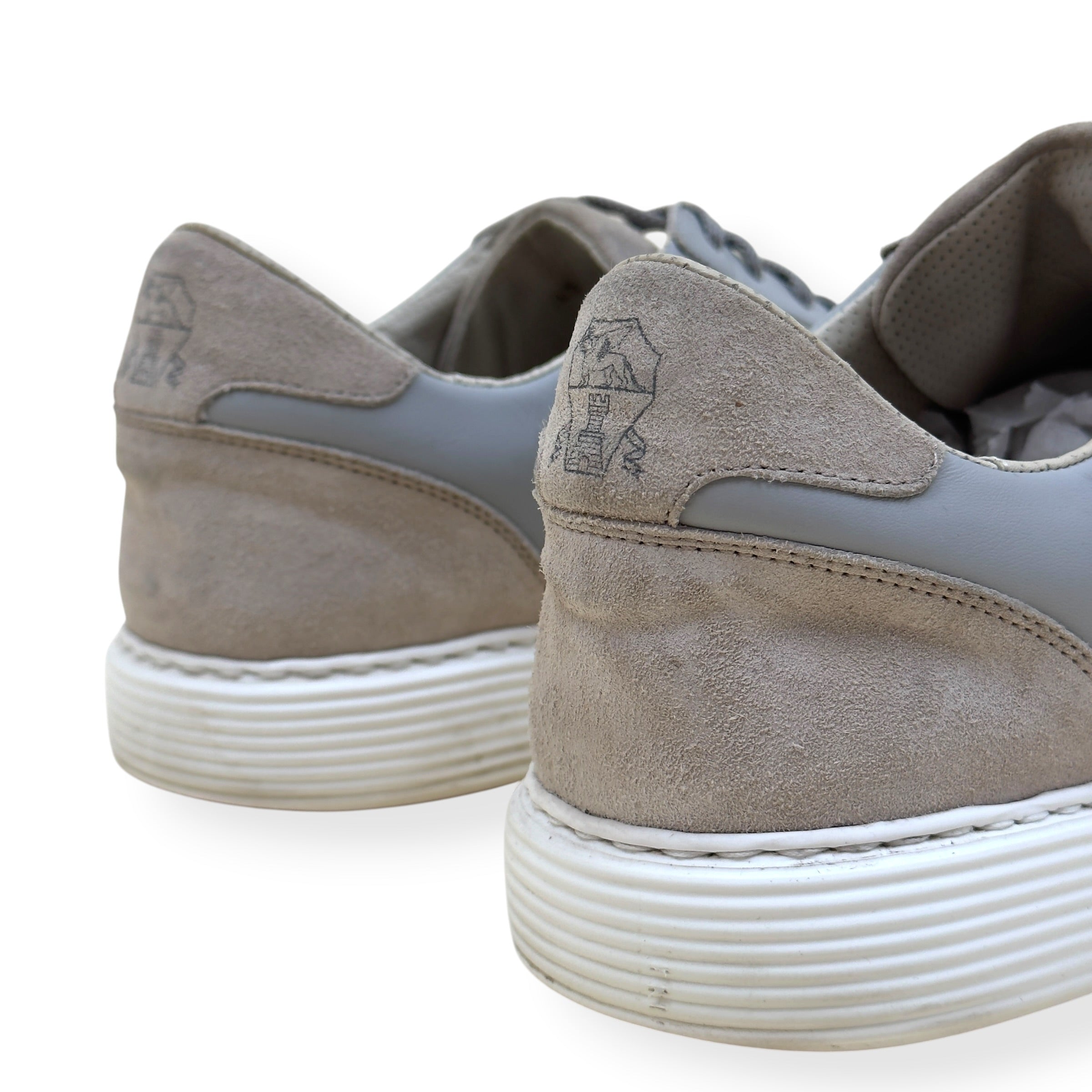 BRUNELLO CUCINELLI SUEDE / LEATHER SNEAKER GREY / WHITE 43 / UK9