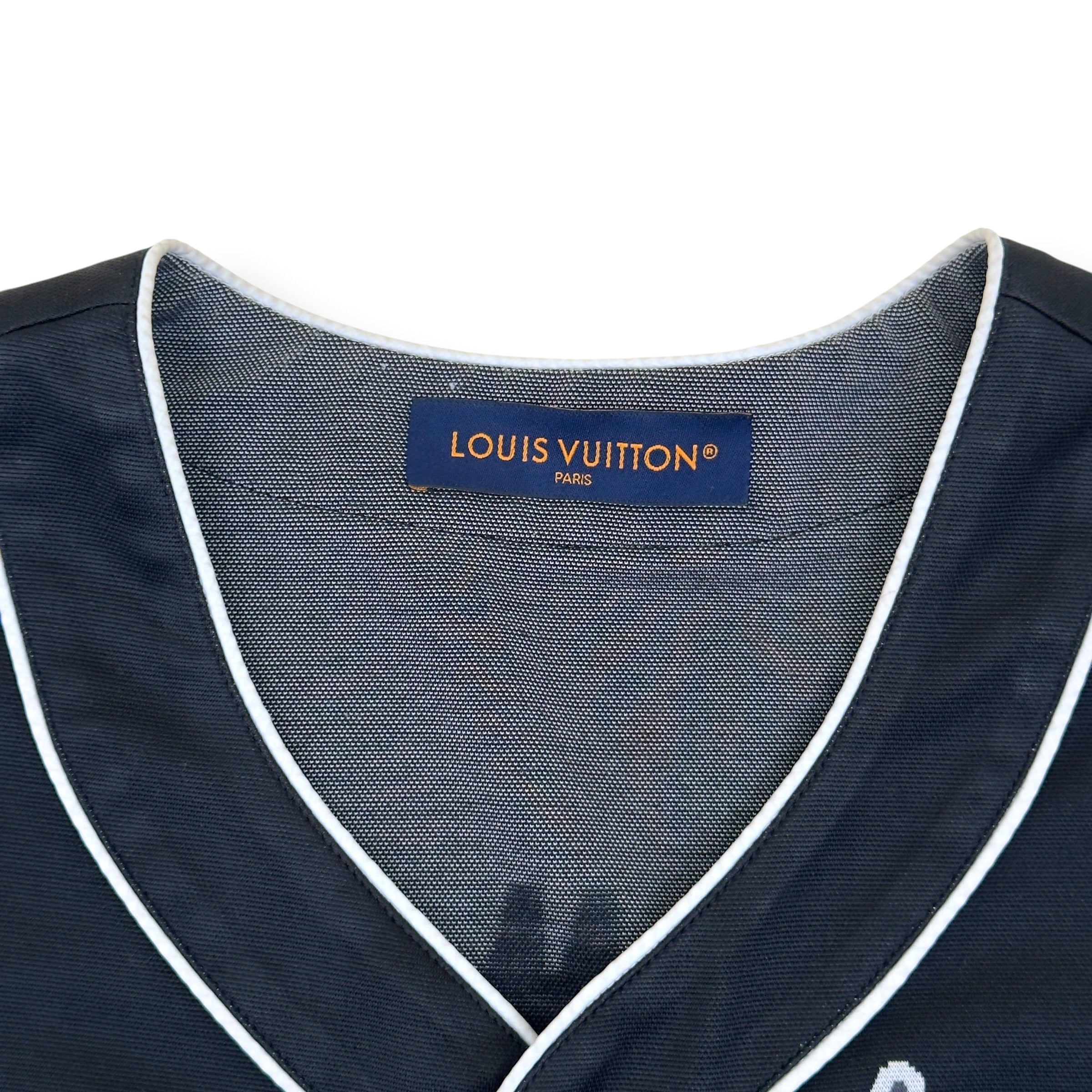 LOUIS VUITTON BASEBALL JERSEY BLACK / WHITE XXL