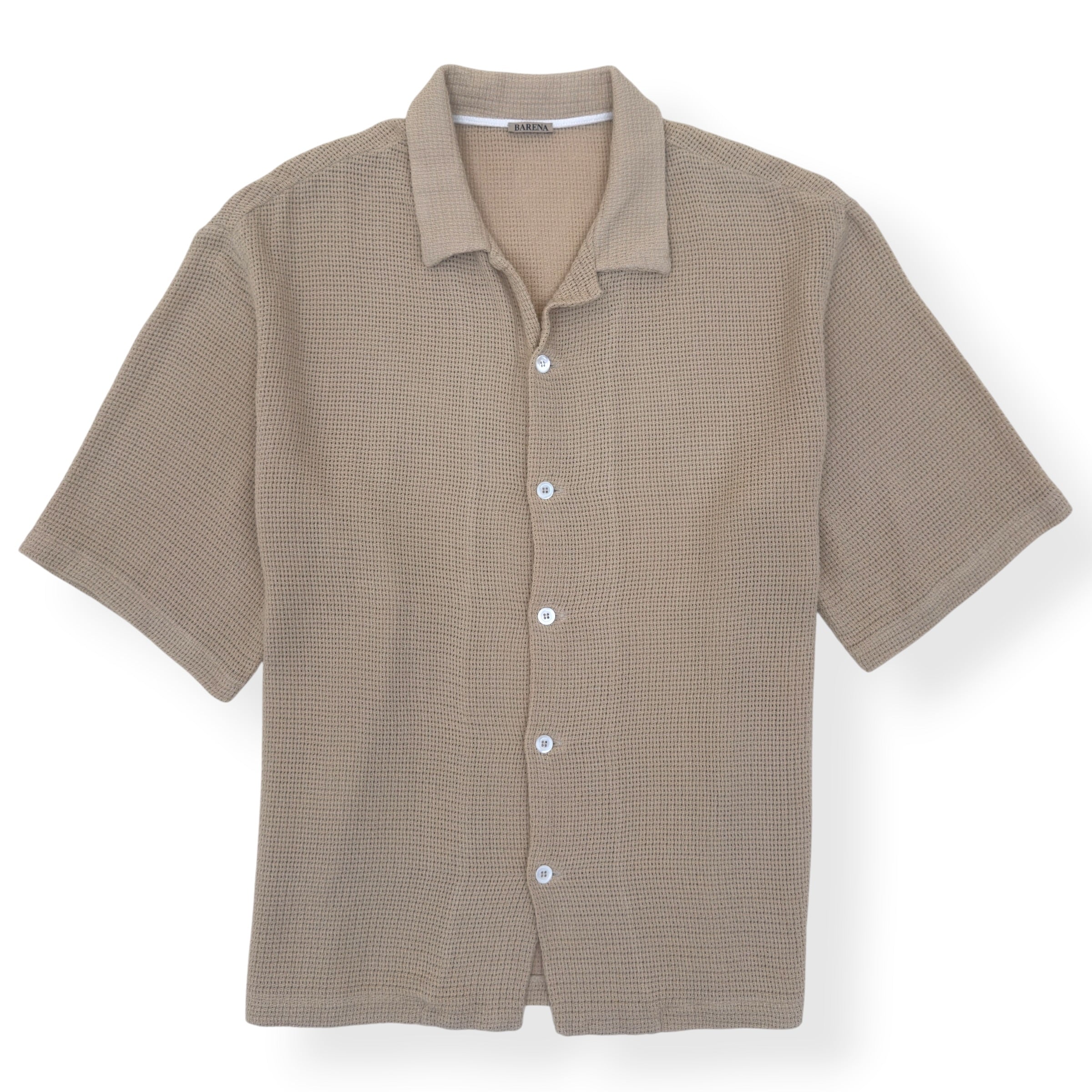 BARENA VENEZIA WAFFLE KNIT SHORT SLEEVE SHIRT BEIGE 54 / XL