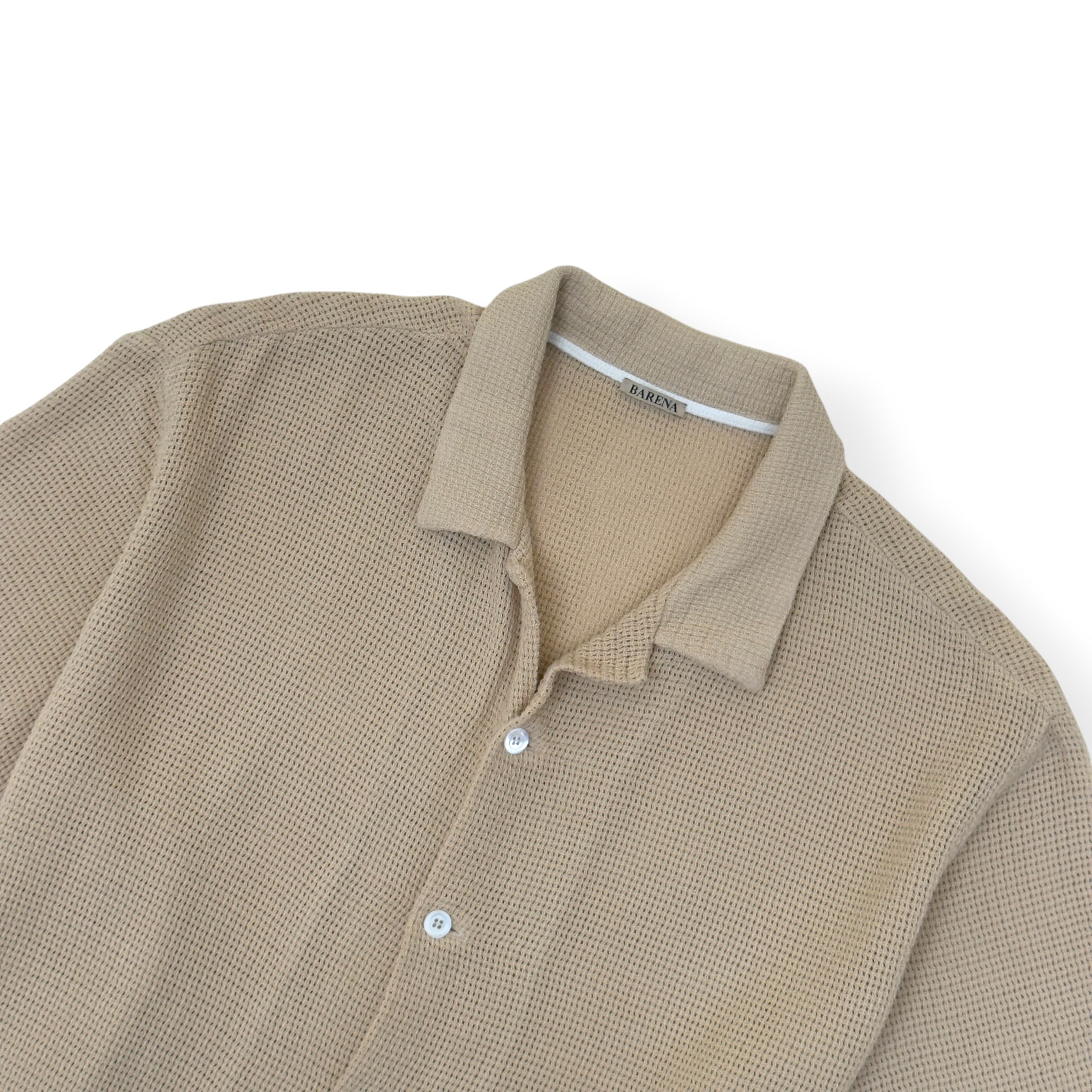 BARENA VENEZIA WAFFLE KNIT SHORT SLEEVE SHIRT BEIGE 54 / XL