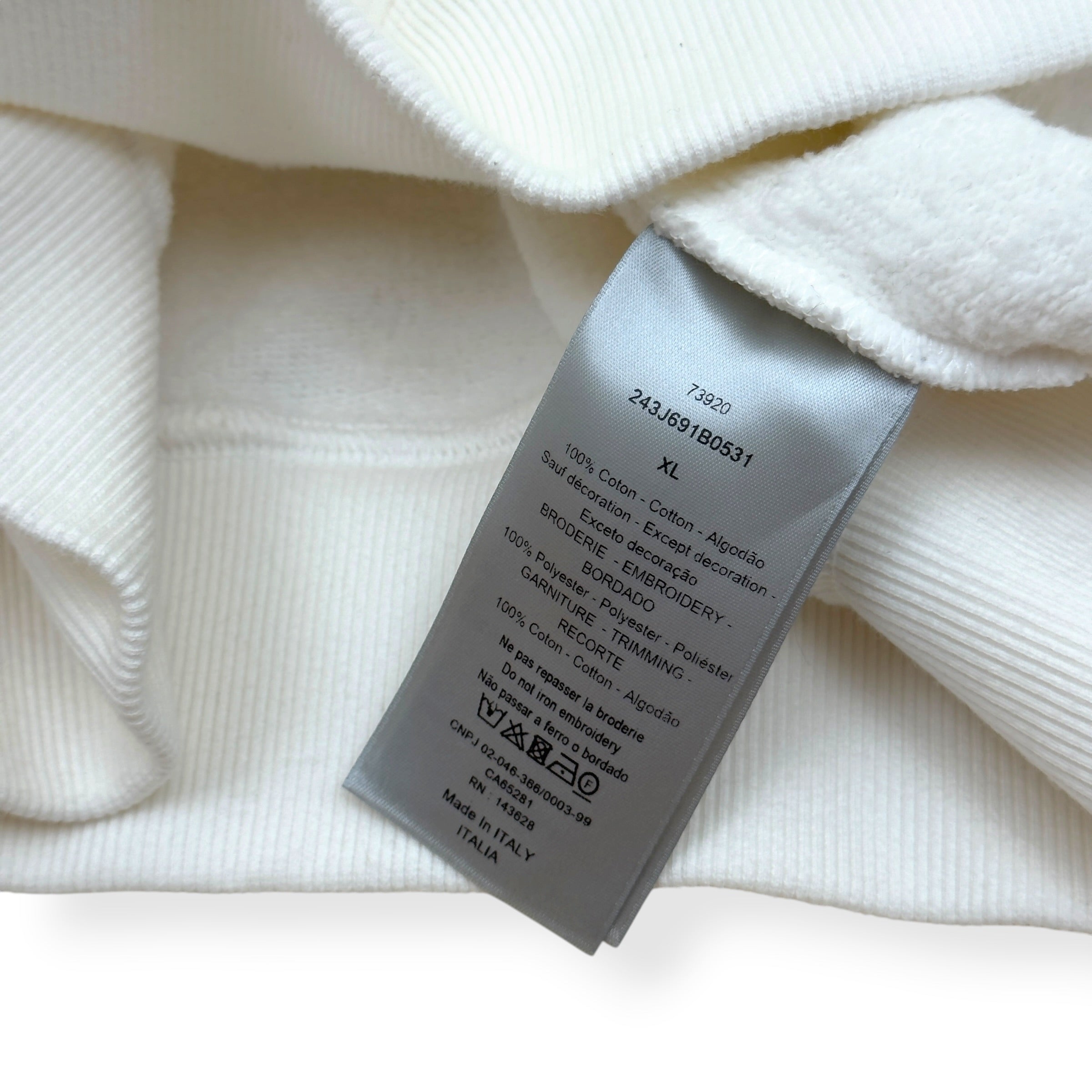 DIOR CHRISTIAN DIOR 1947 AVE MONTAIGNE HOODIE WHITE XL