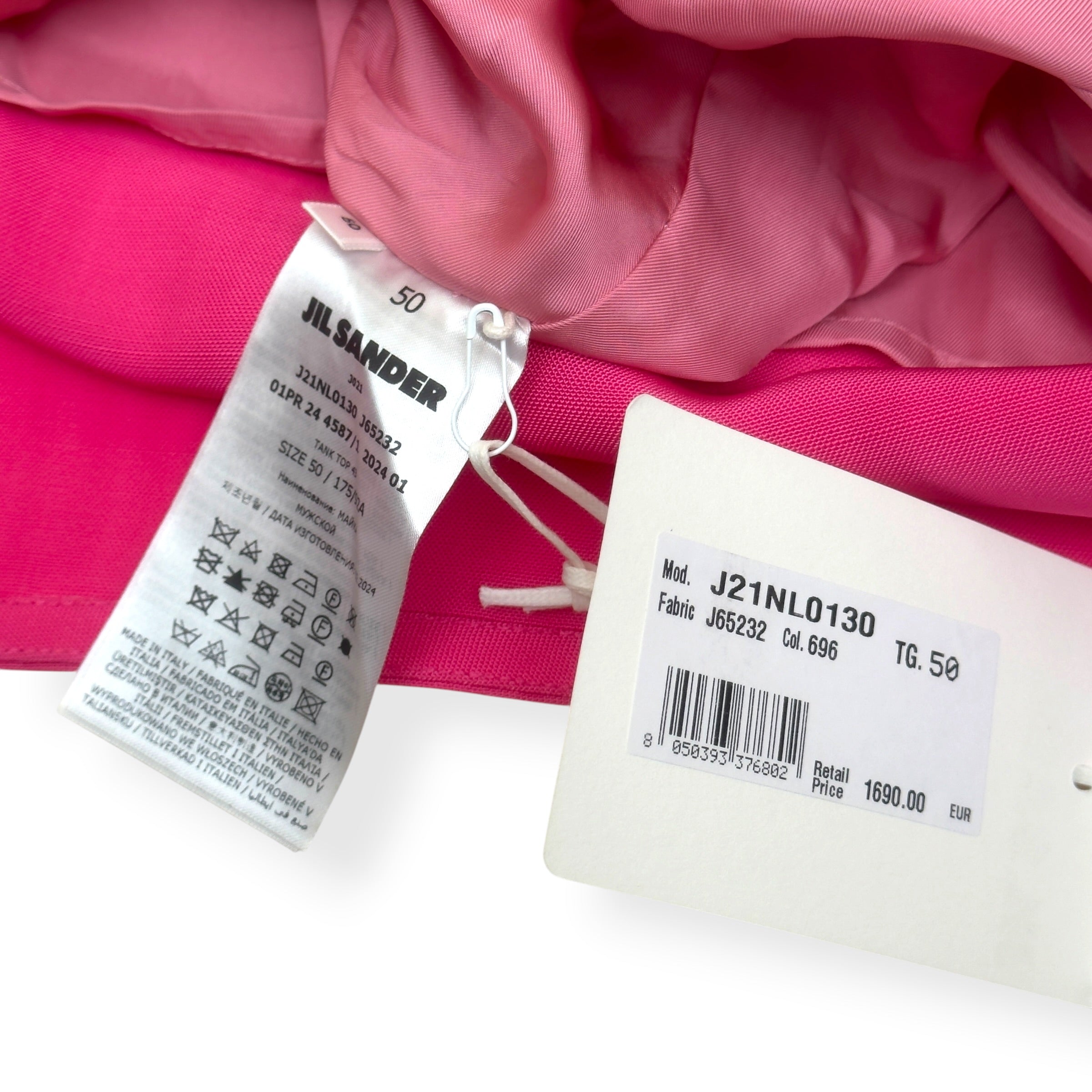 JIL SANDER WOLF PRINT TANK TOP PINK 50 / L