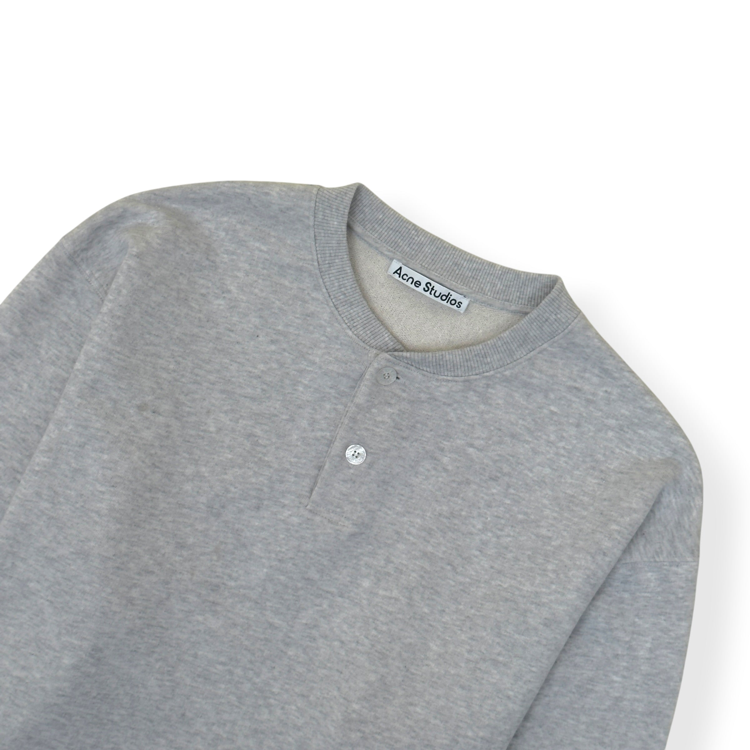 ACNE STUDIOS LOGO HENLEY SWEATSHIRT GREY L