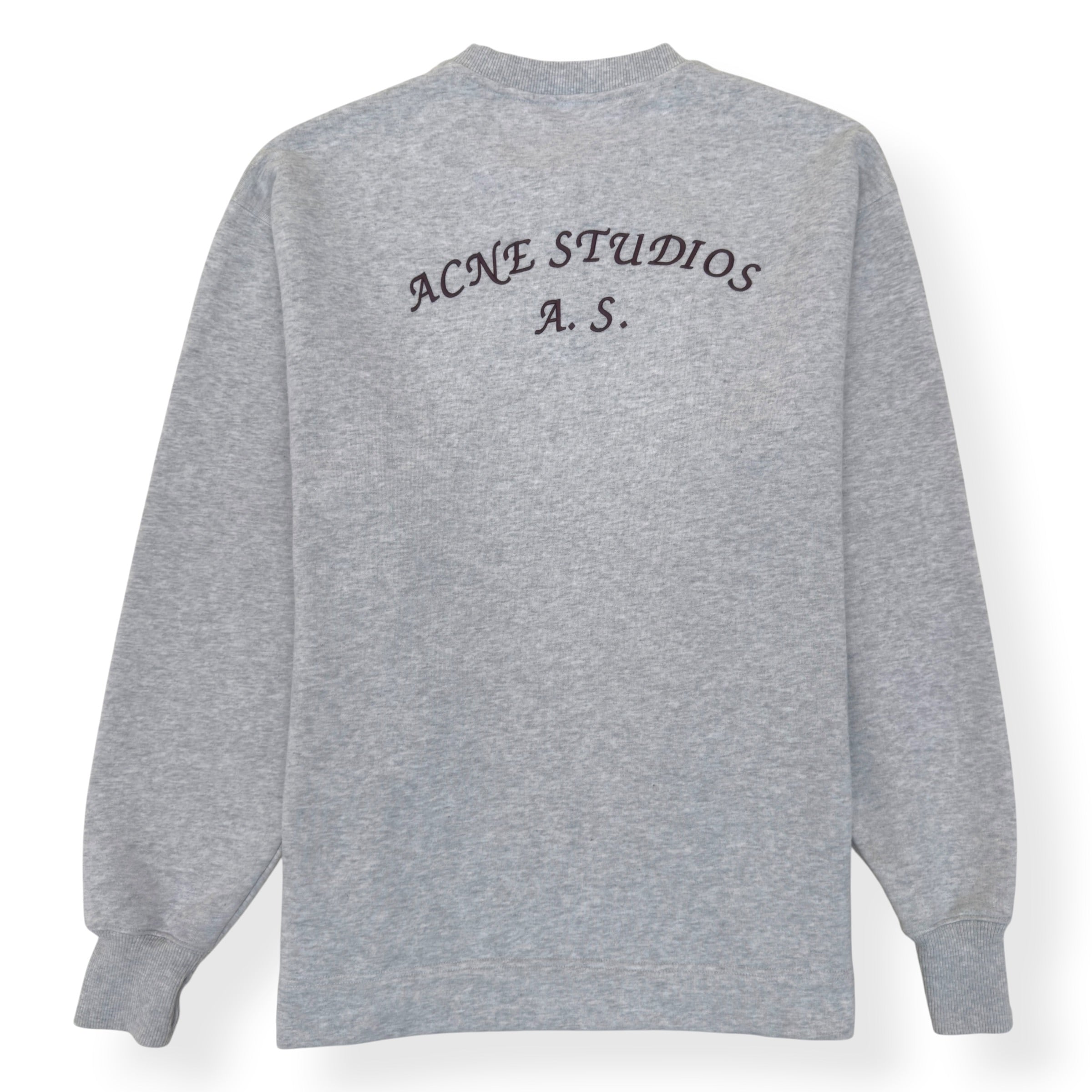 ACNE STUDIOS LOGO HENLEY SWEATSHIRT GREY L