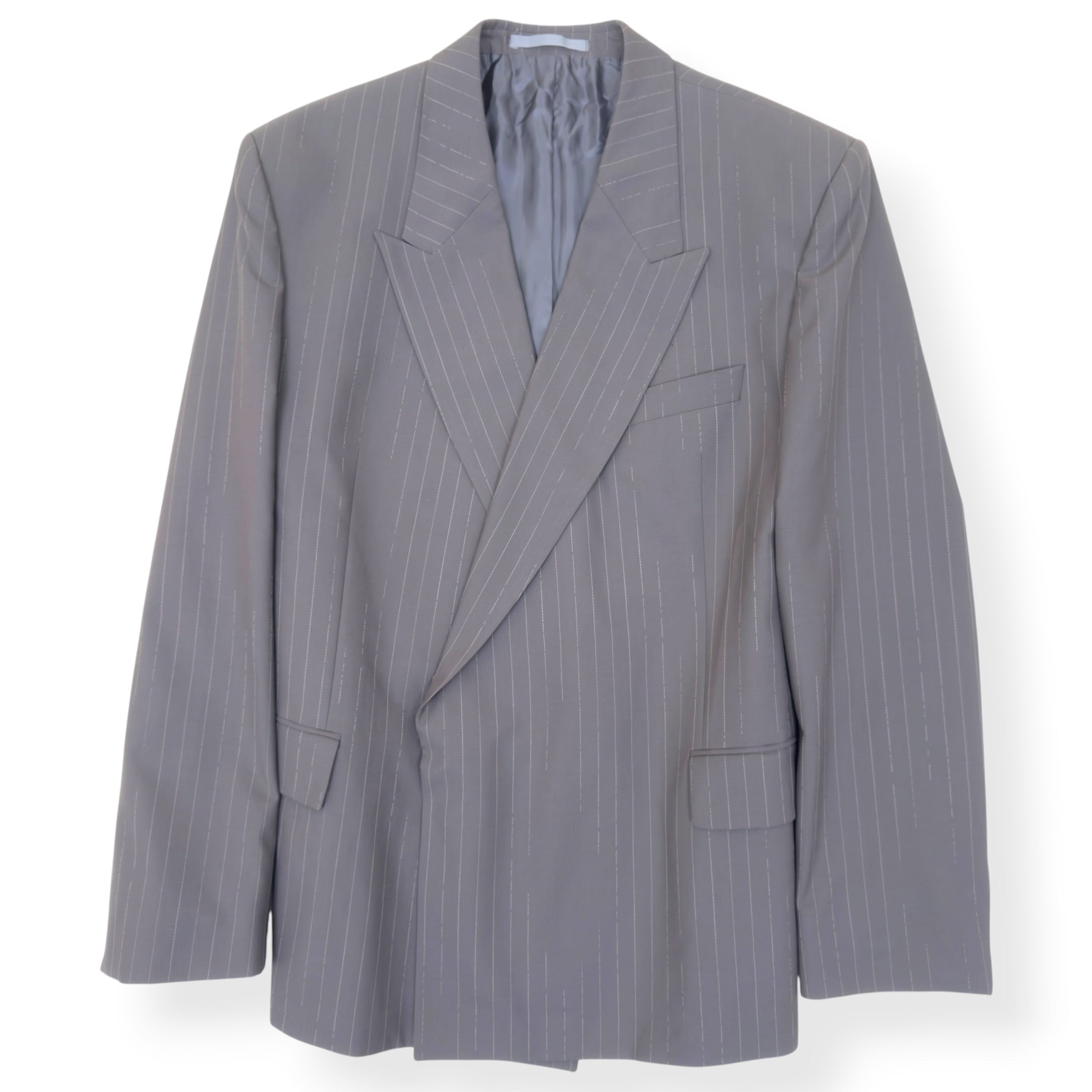 BOSS EDITORIAL PINSTRIPE DOUBLE BREASTED BLAZER GREY 54 / XL