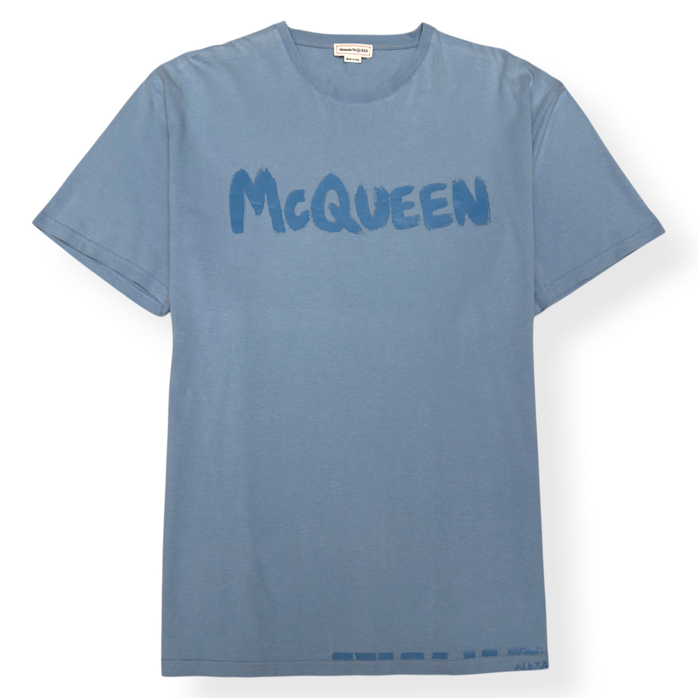ALEXANDER MCQUEEN GRAFFITI LOGO T-SHIRT BLUE XL