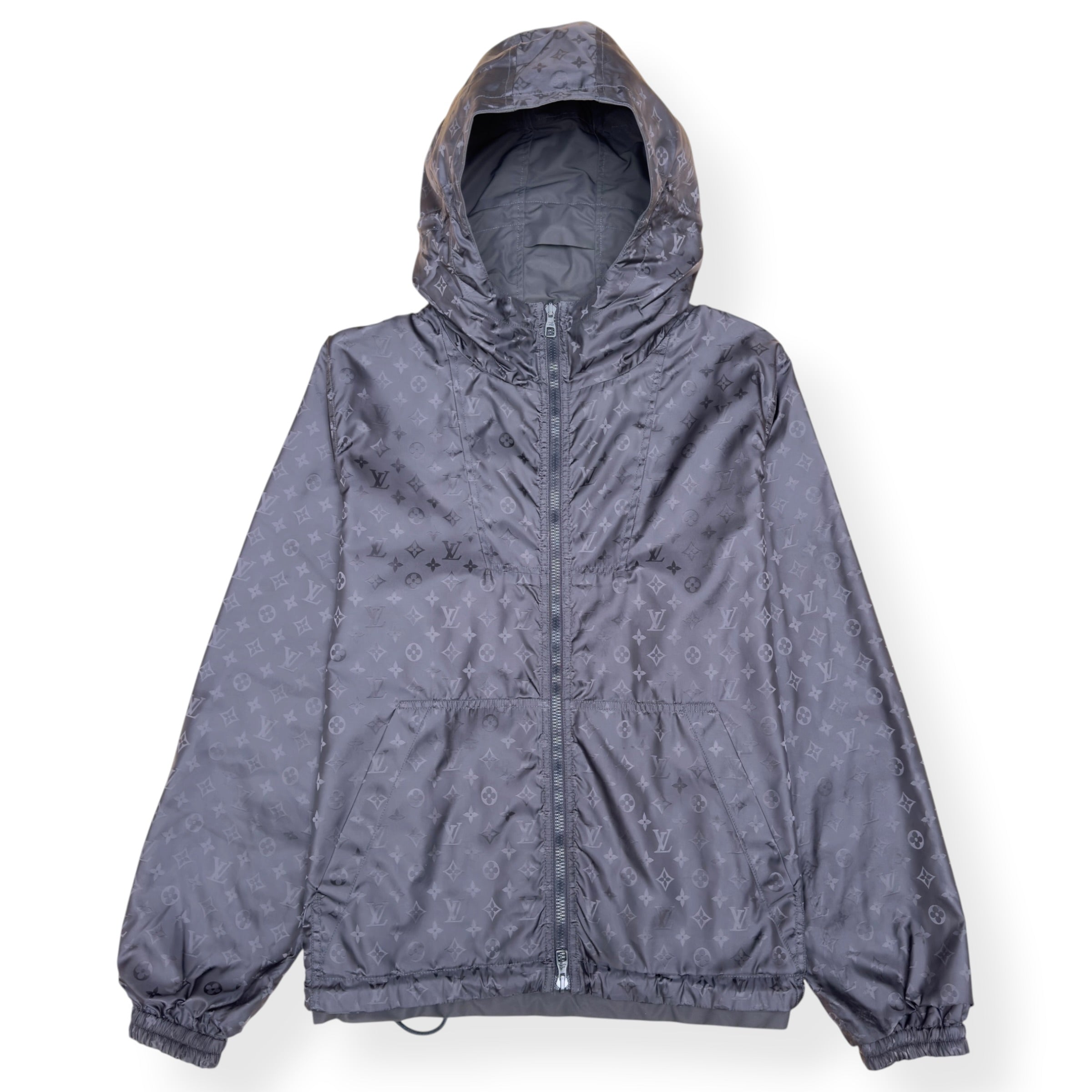 LOUIS VUITTON MONOGRAM REVERSIBLE WINDBREAKER JACKET BLACK / GREY 52 / L