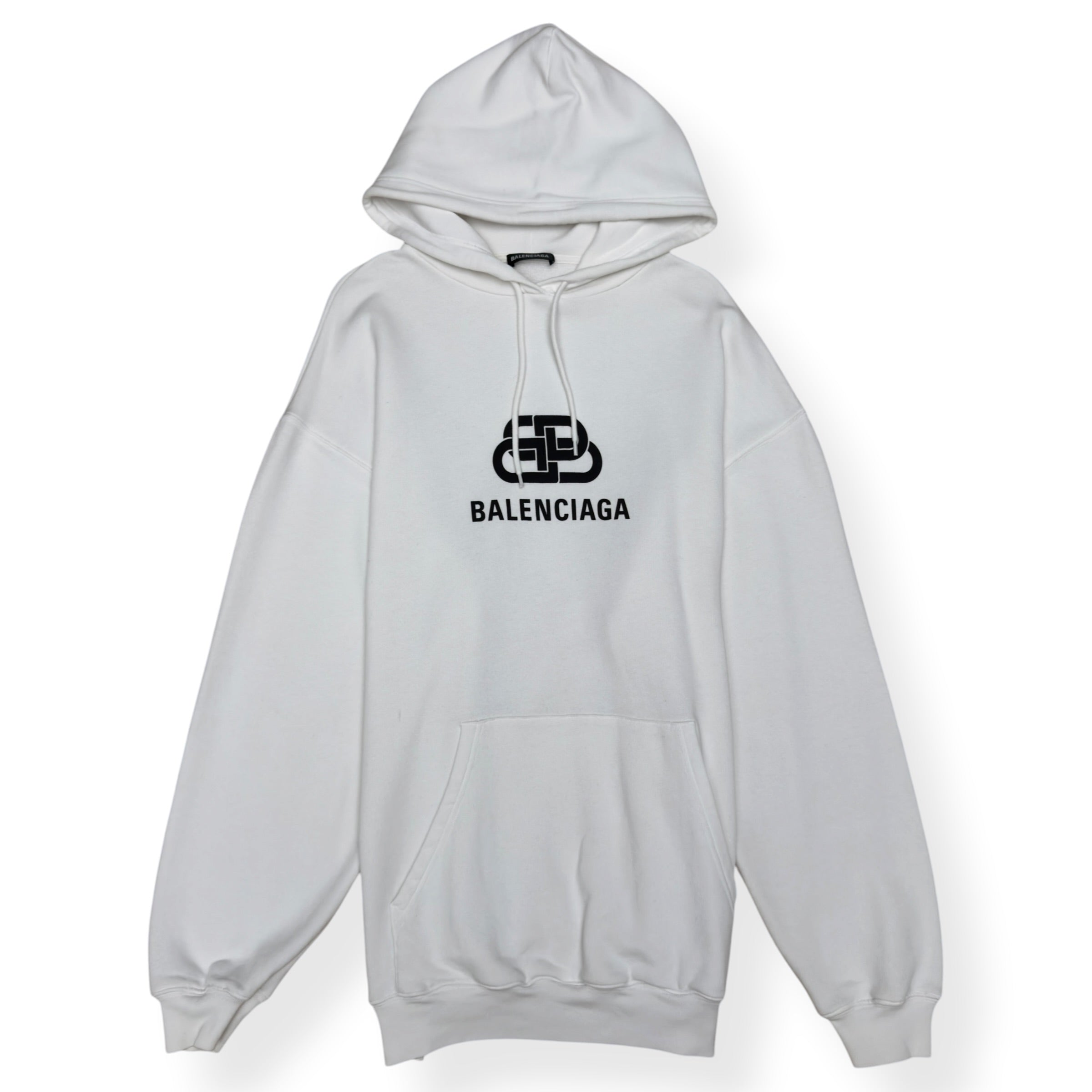 BALENCIAGA OVERSIZED BB LOGO HOODIE WHITE XS