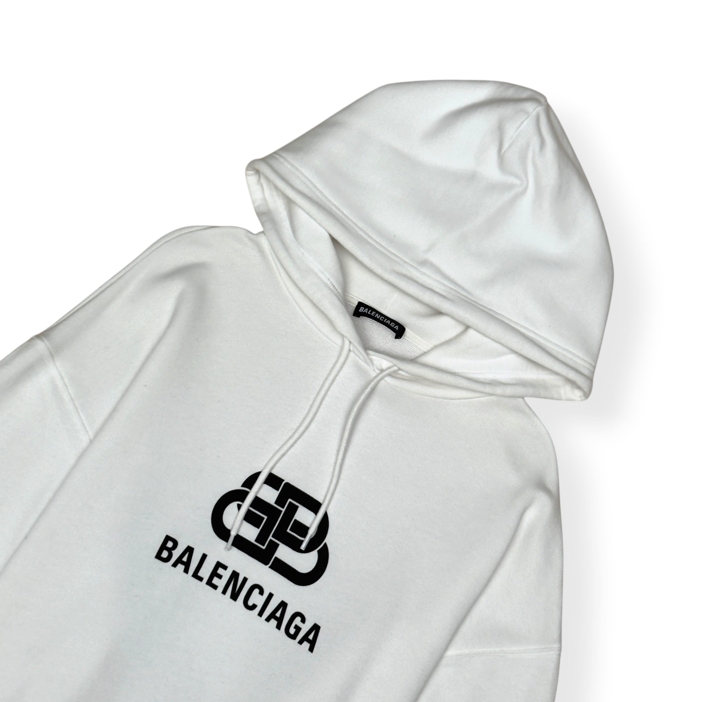 BALENCIAGA OVERSIZED BB LOGO HOODIE WHITE XS