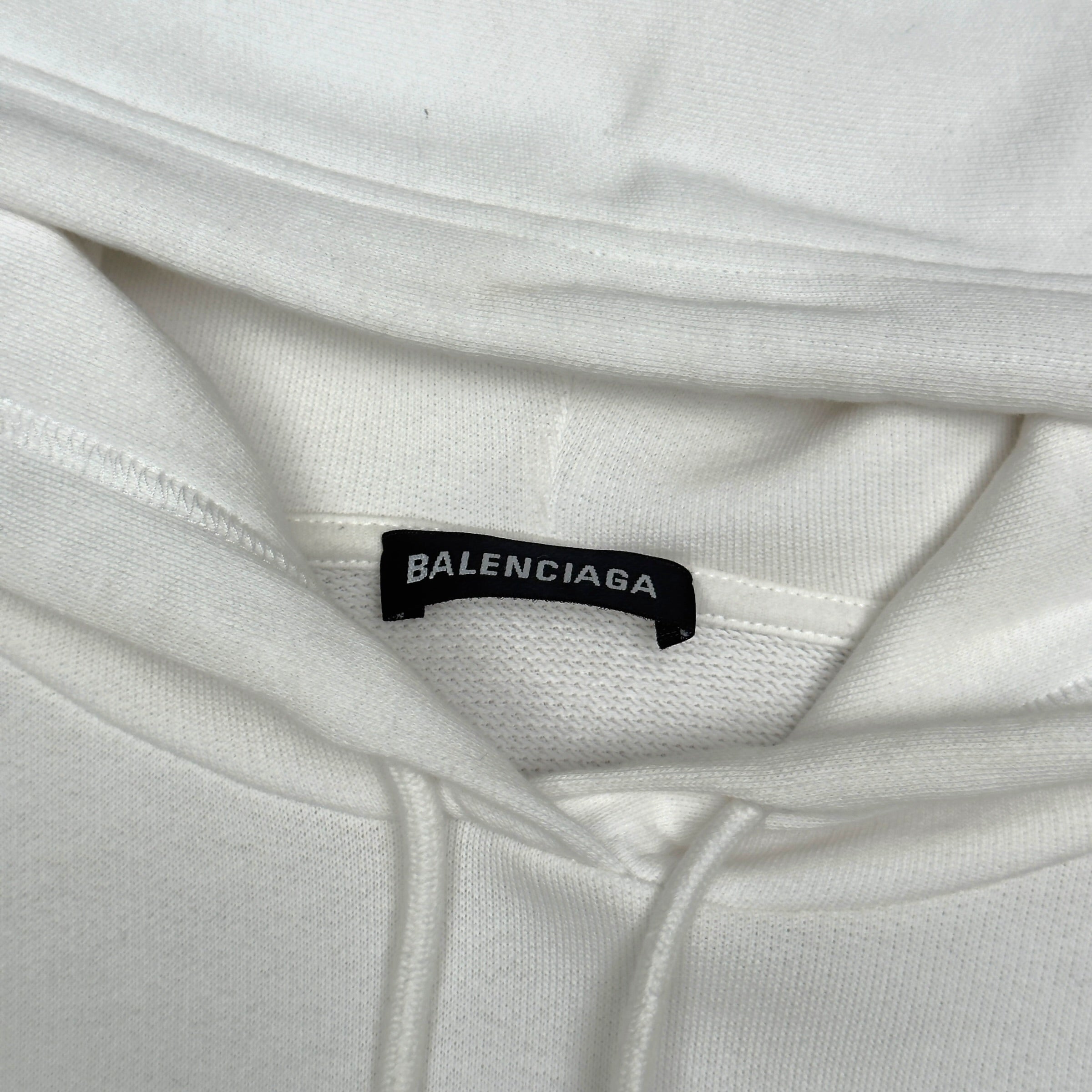 BALENCIAGA OVERSIZED BB LOGO HOODIE WHITE XS