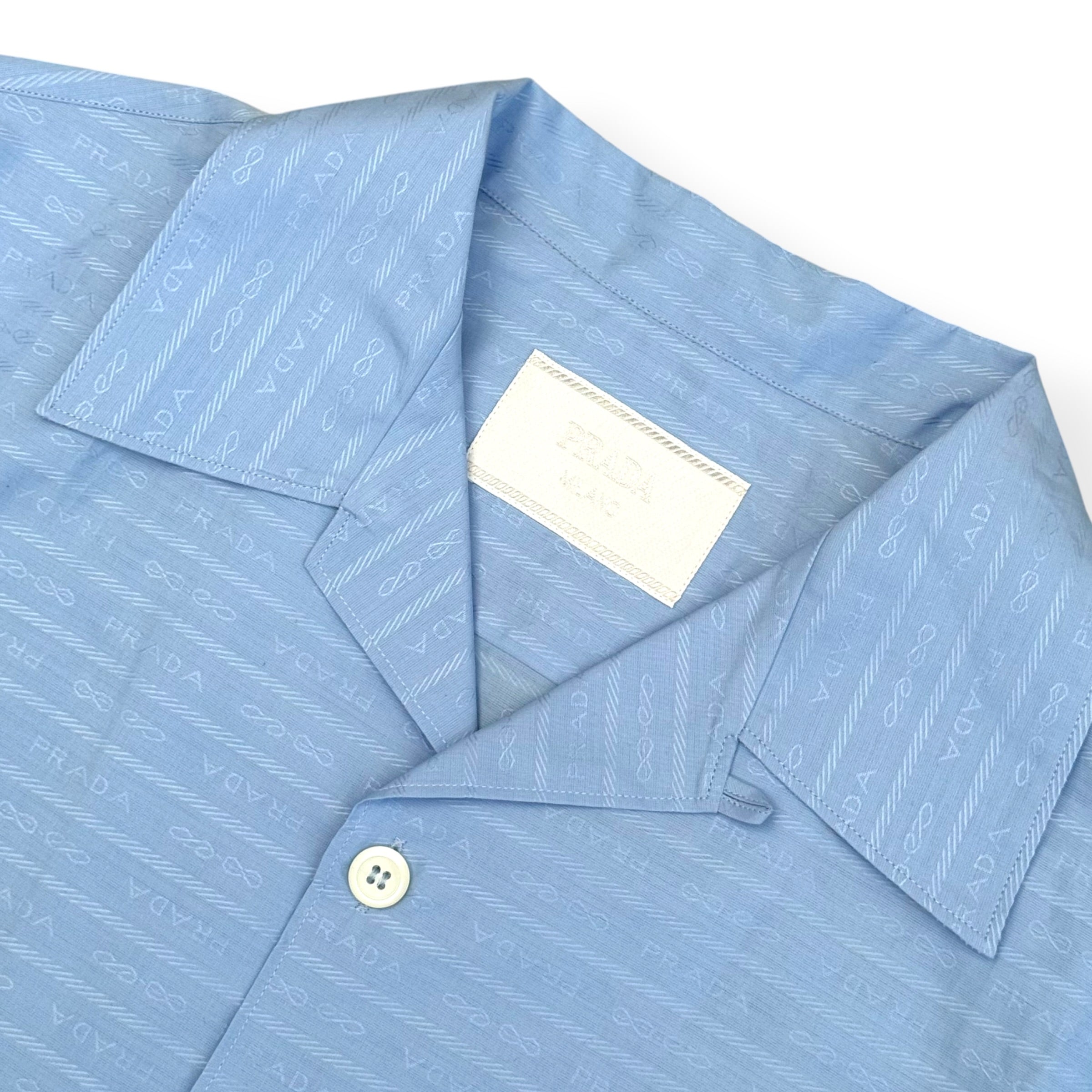 PRADA LOGO JACQUARD SHORT SLEEVE SHIRT BLUE XL