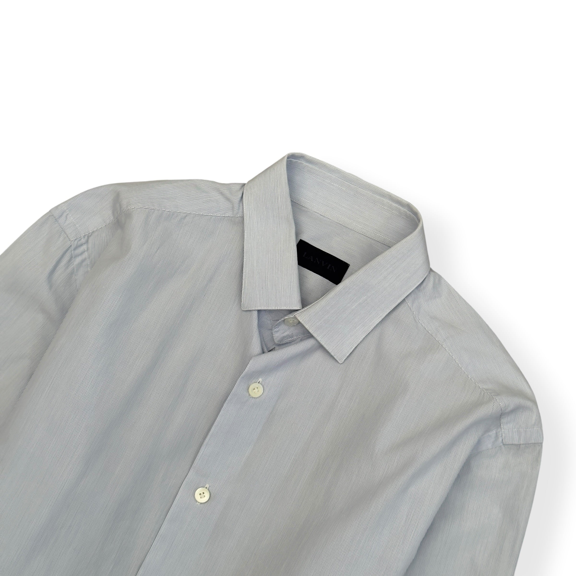 LANVIN STRIPED COTTON SHIRT BLUE 15.5 / M
