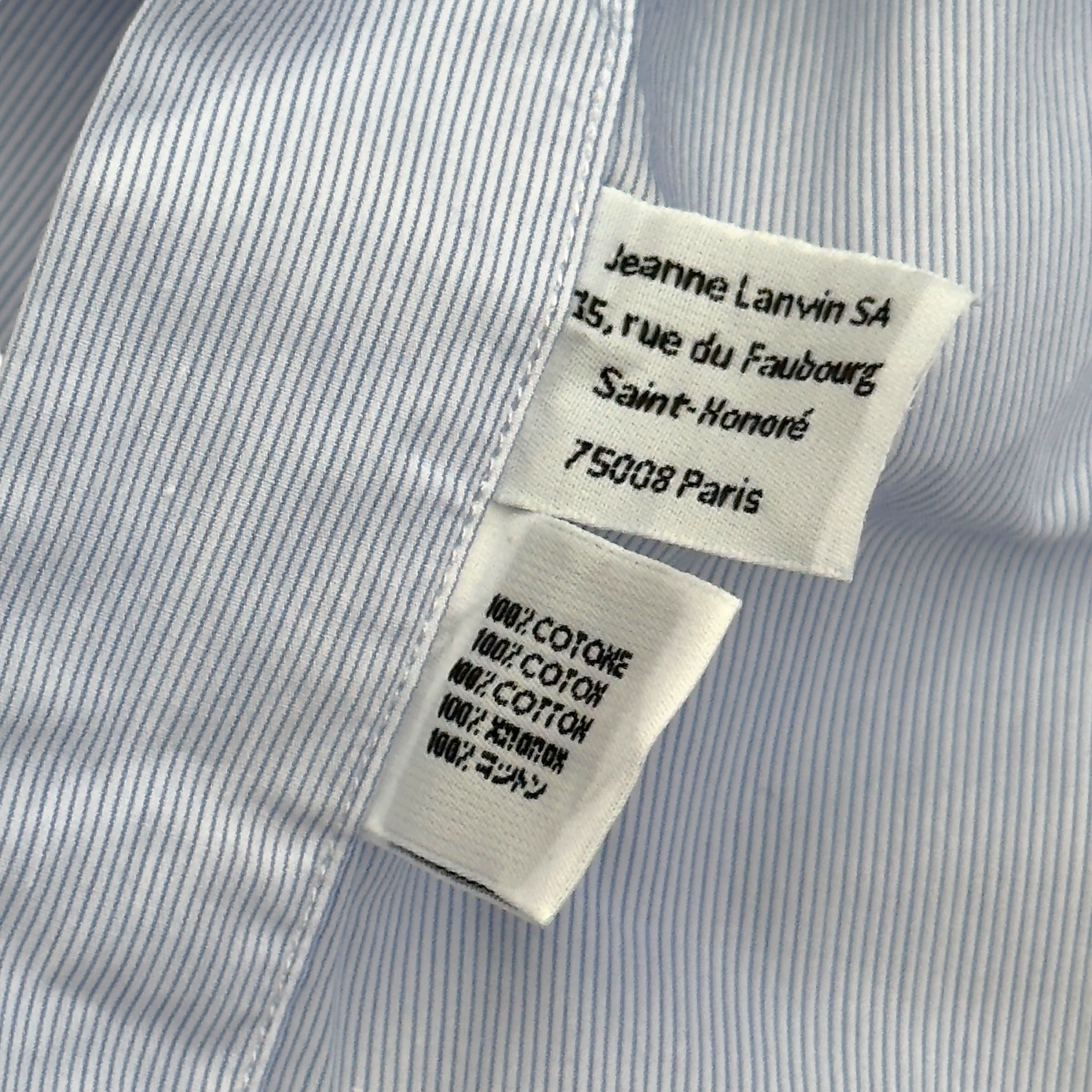 LANVIN STRIPED COTTON SHIRT BLUE 15.5 / M