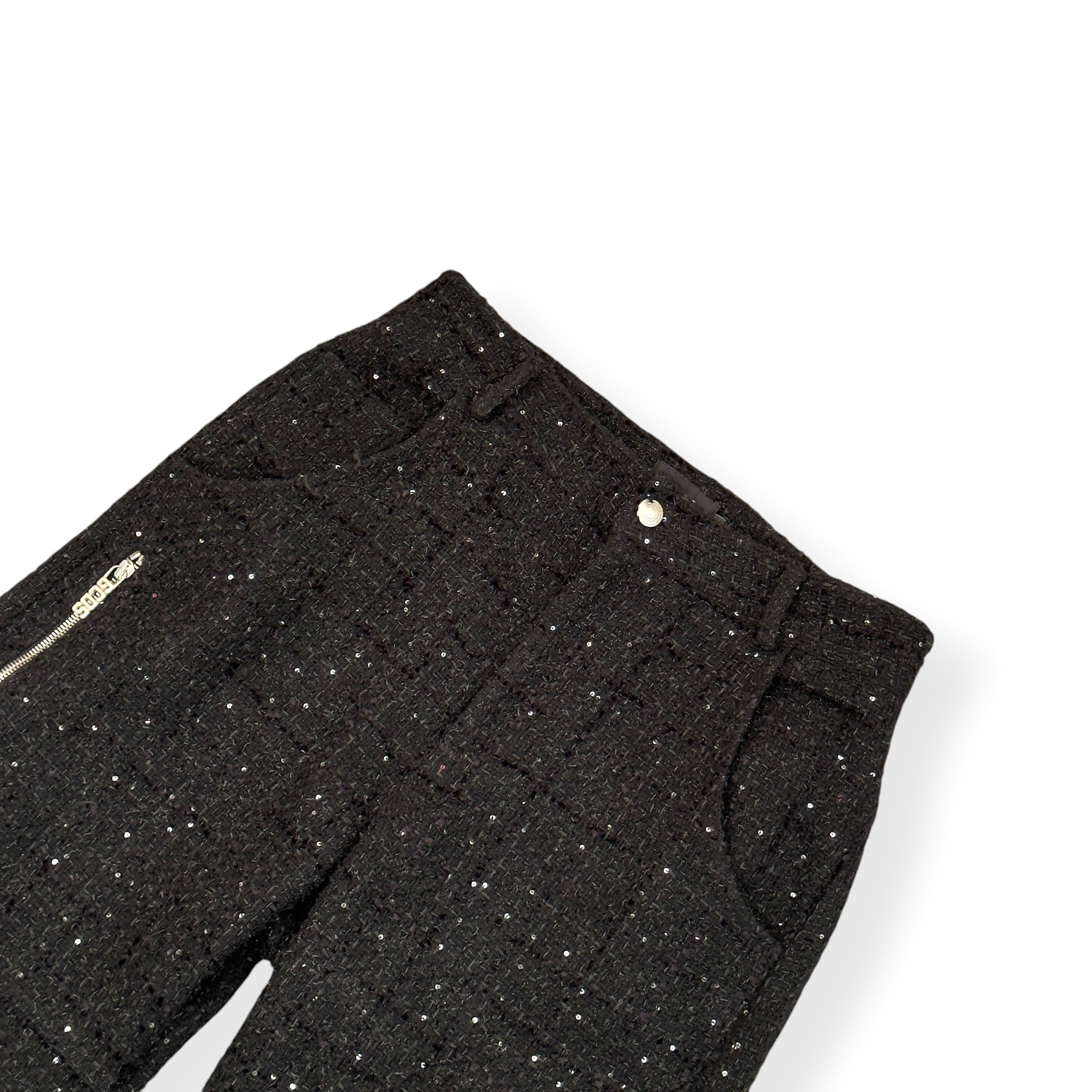 GCDS ULTRACARGO SEQUIN TWEED TROUSERS BLACK 48 / S
