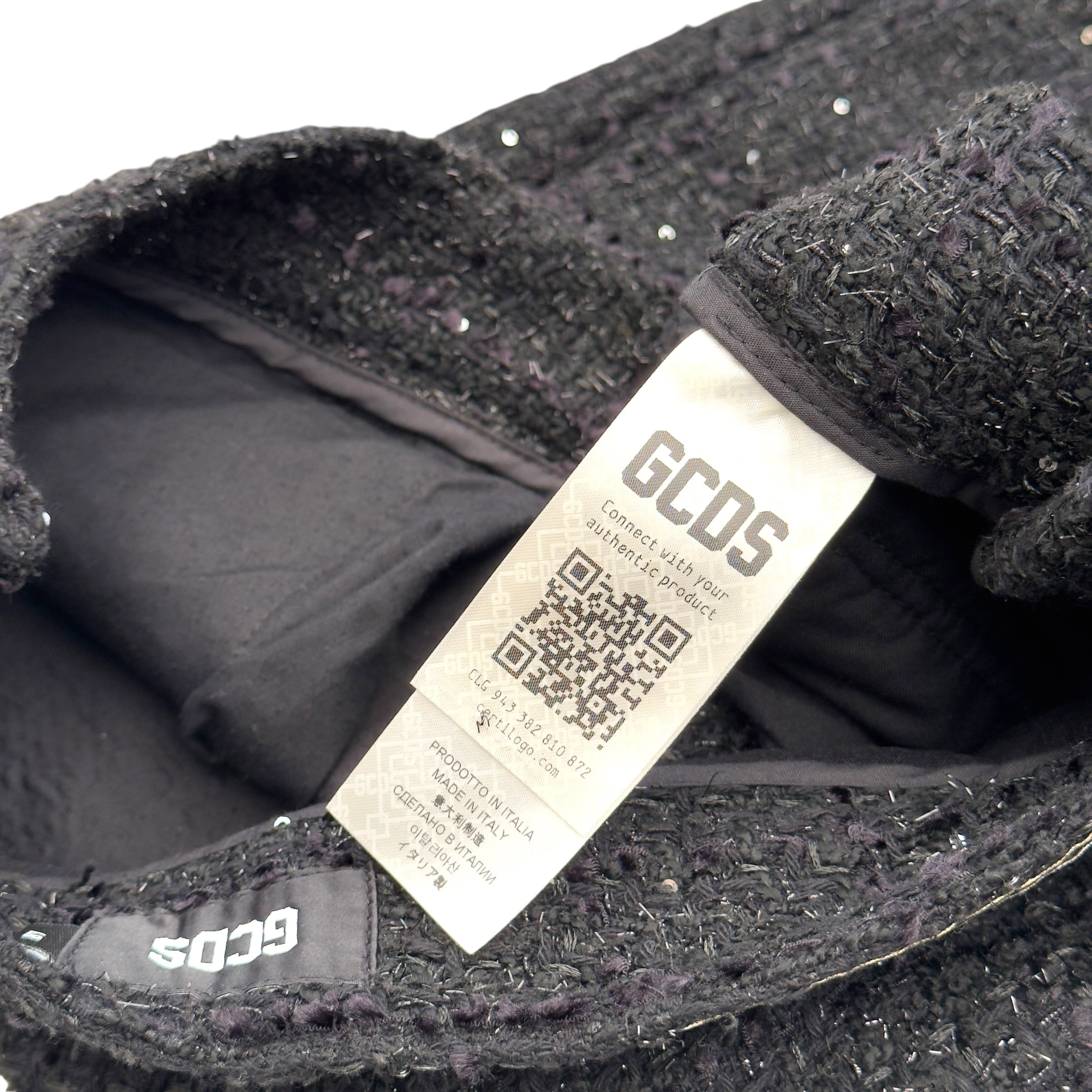GCDS ULTRACARGO SEQUIN TWEED TROUSERS BLACK 48 / S