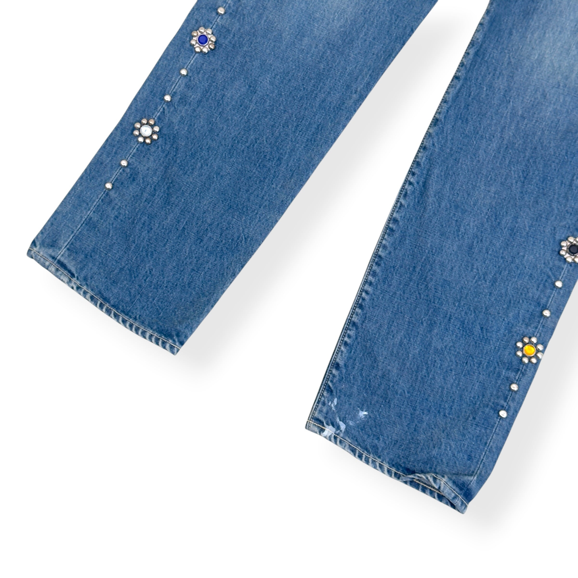KAPITAL MONKEY CISCO JEWEL EMBELLISHED JEANS BLUE 34 / L