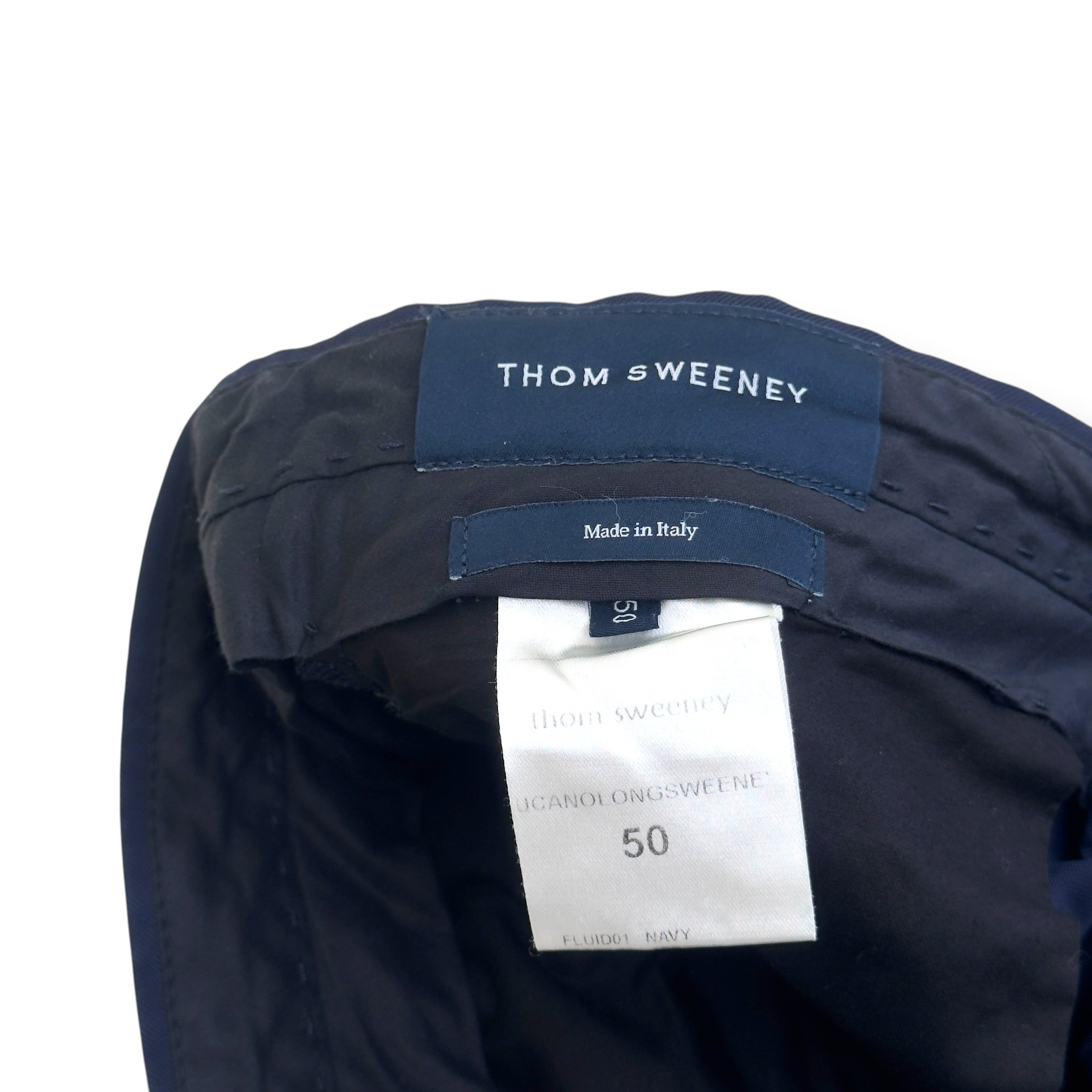 THOM SWEENEY TAILORED STRAIGHT LEG TROUSERS NAVY 50 / M