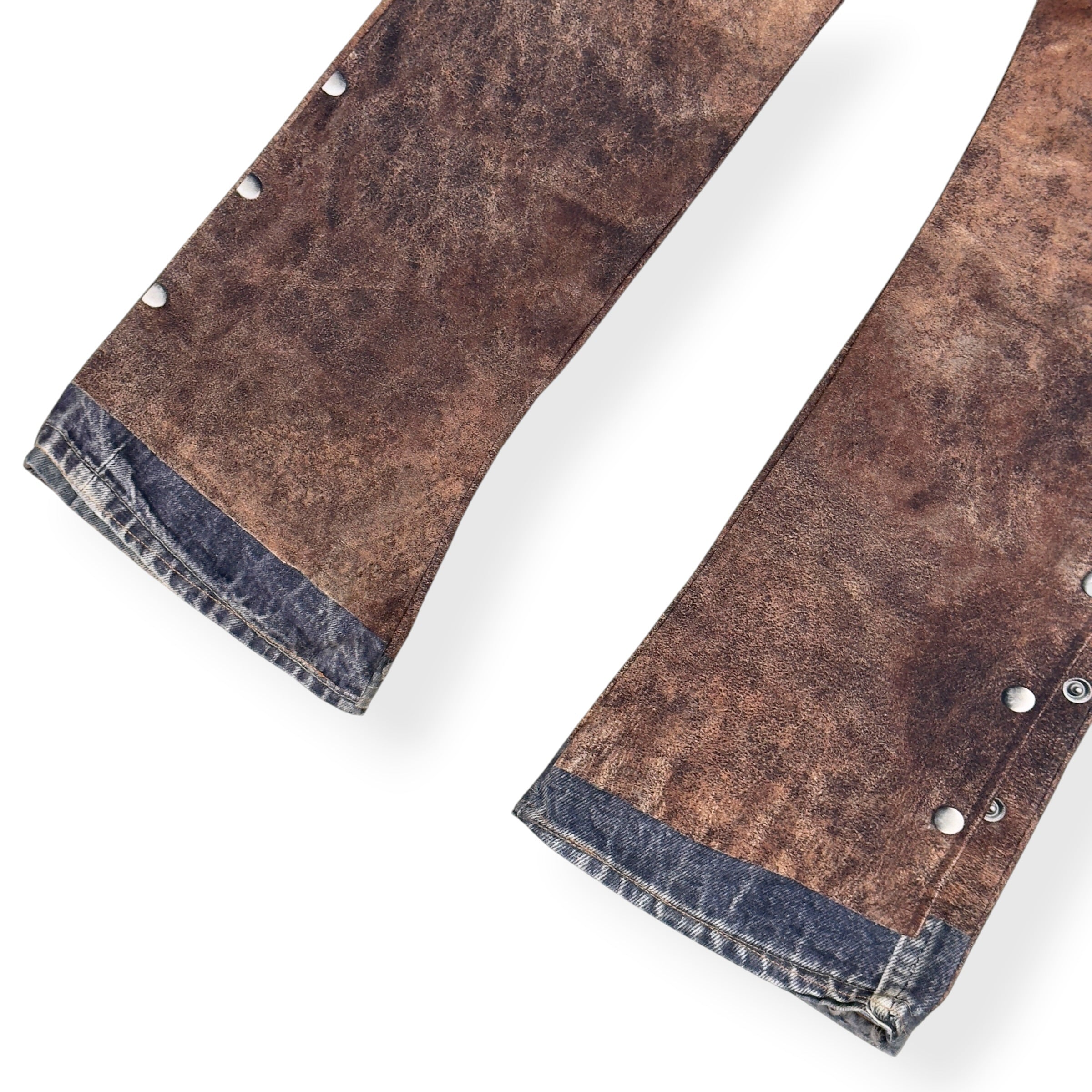 ACNE STUDIOS PRINTED CHAPS JEANS BLUE / BROWN 50 / M