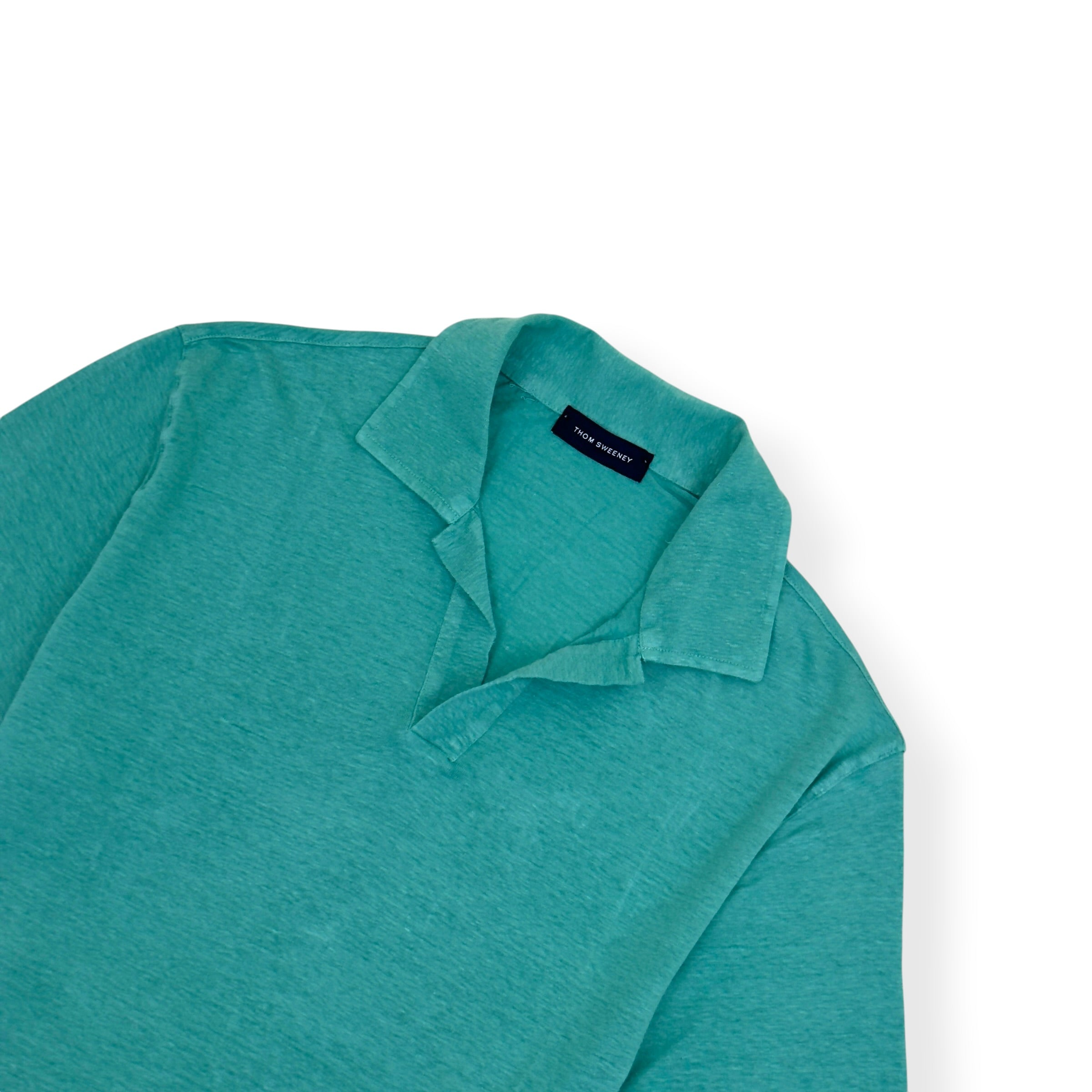 THOM SWEENEY LINEN POLO TEAL M