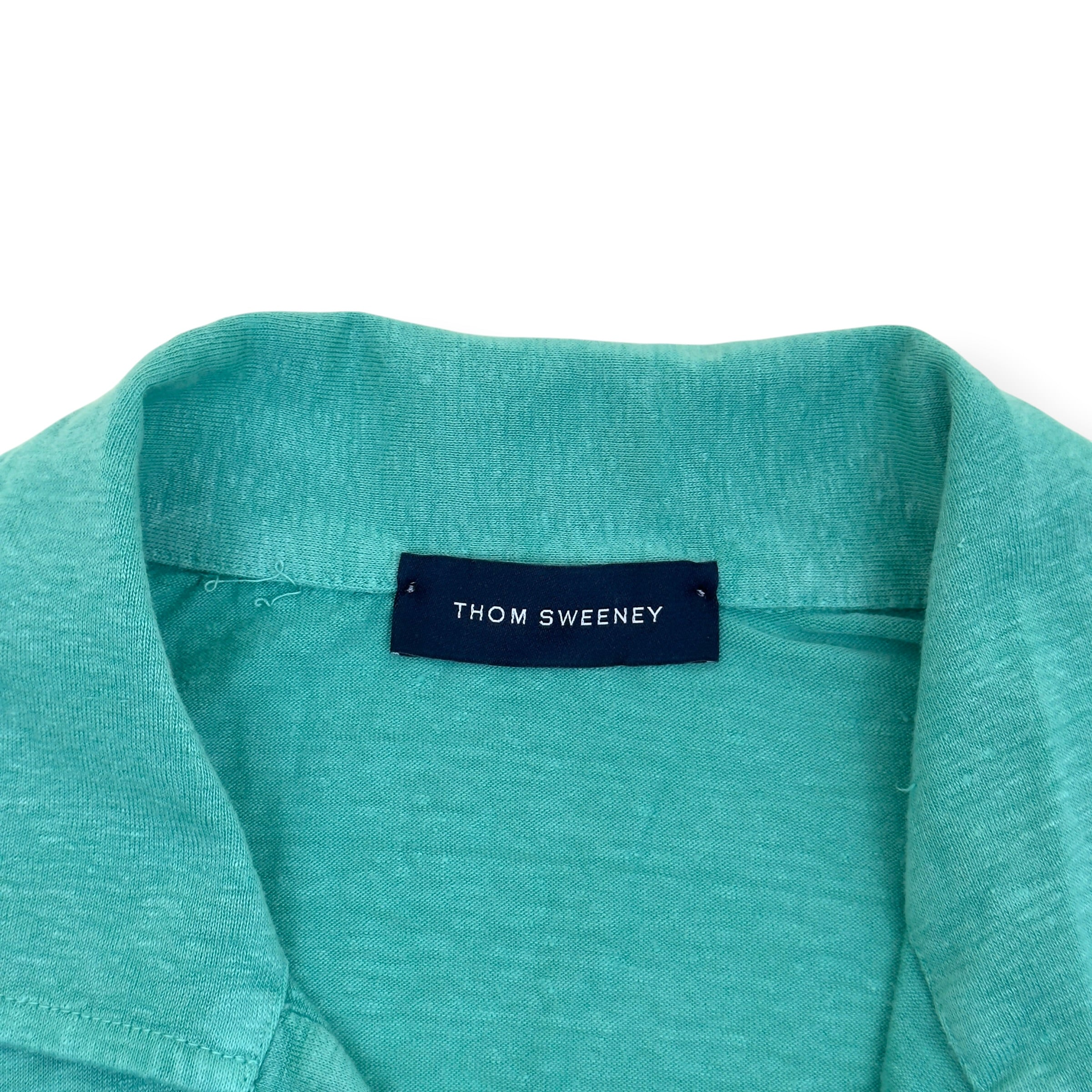 THOM SWEENEY LINEN POLO TEAL M
