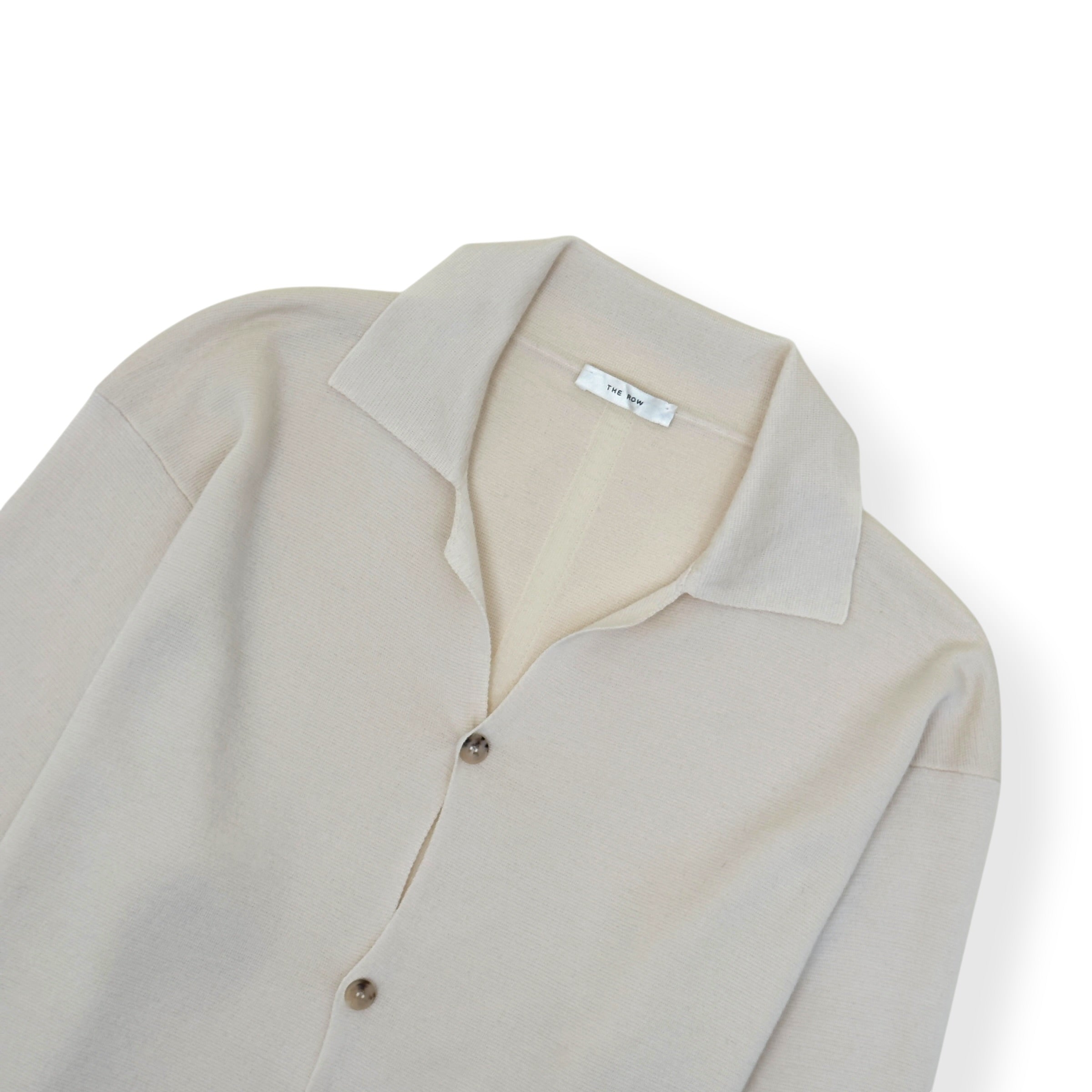 THE ROW CASHMERE OPEN COLLAR BUTTON CARDIGAN CREAM M