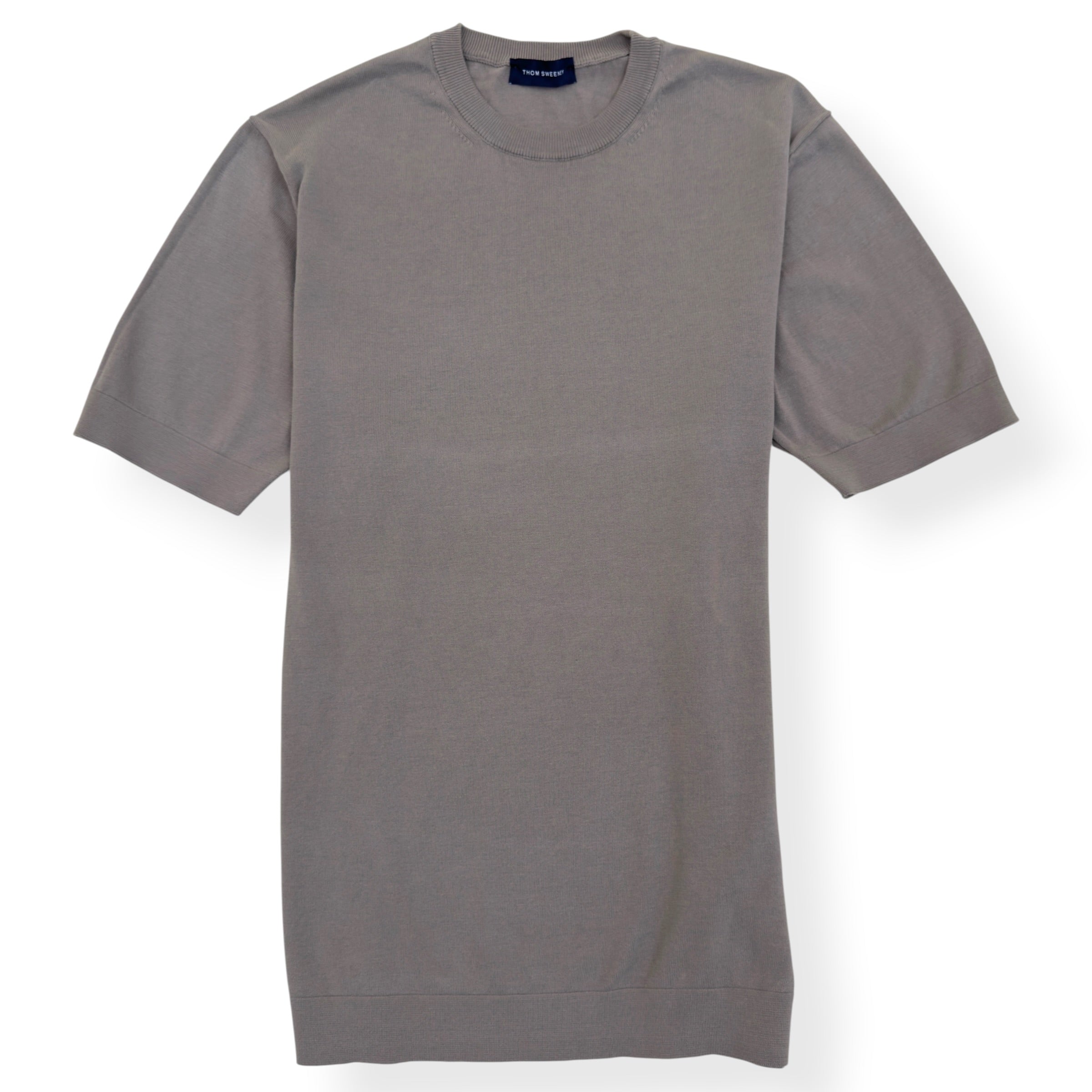 THOM SWEENEY KNITTED COTTON T-SHIRT TAUPE L