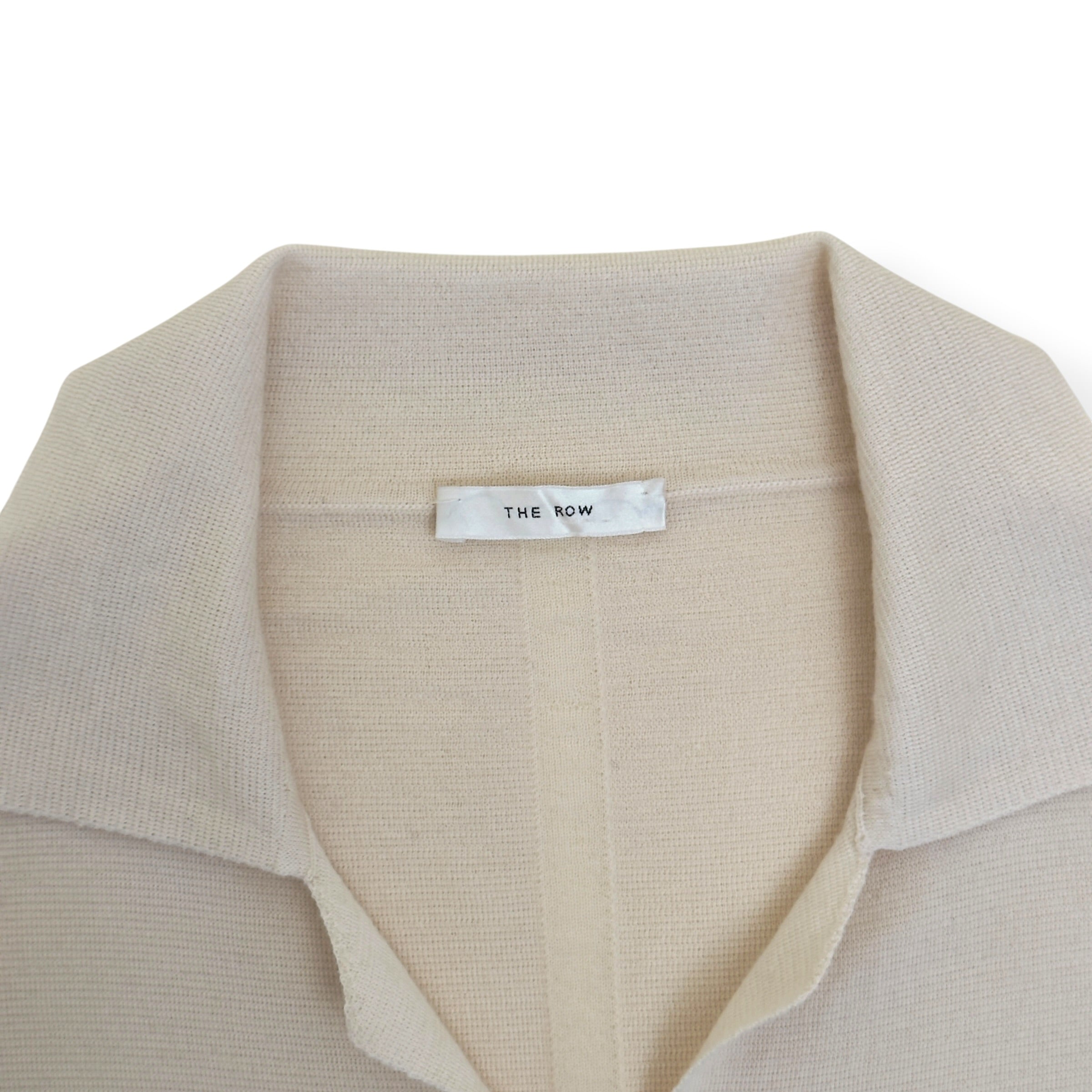THE ROW CASHMERE OPEN COLLAR BUTTON CARDIGAN CREAM M