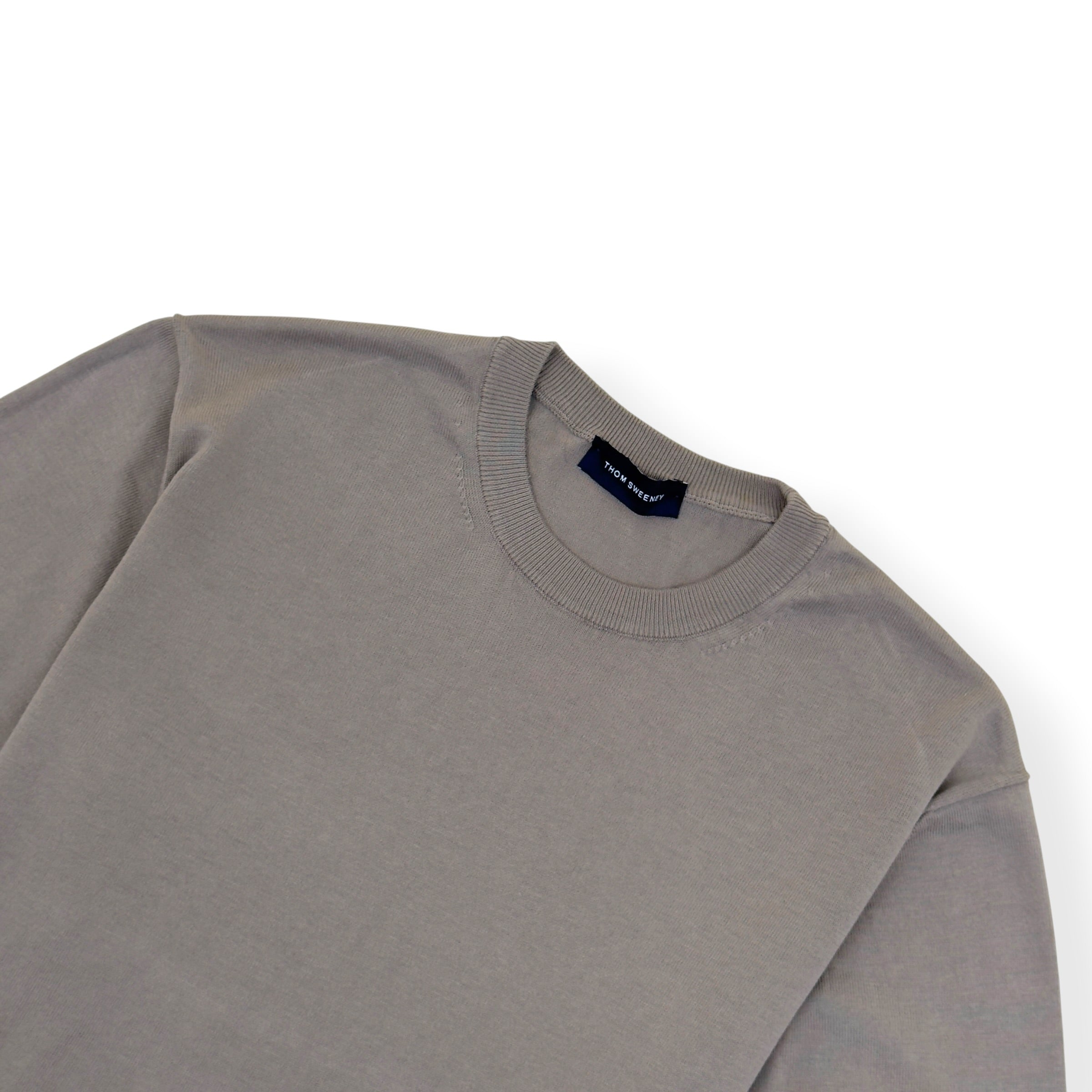 THOM SWEENEY KNITTED COTTON T-SHIRT TAUPE L