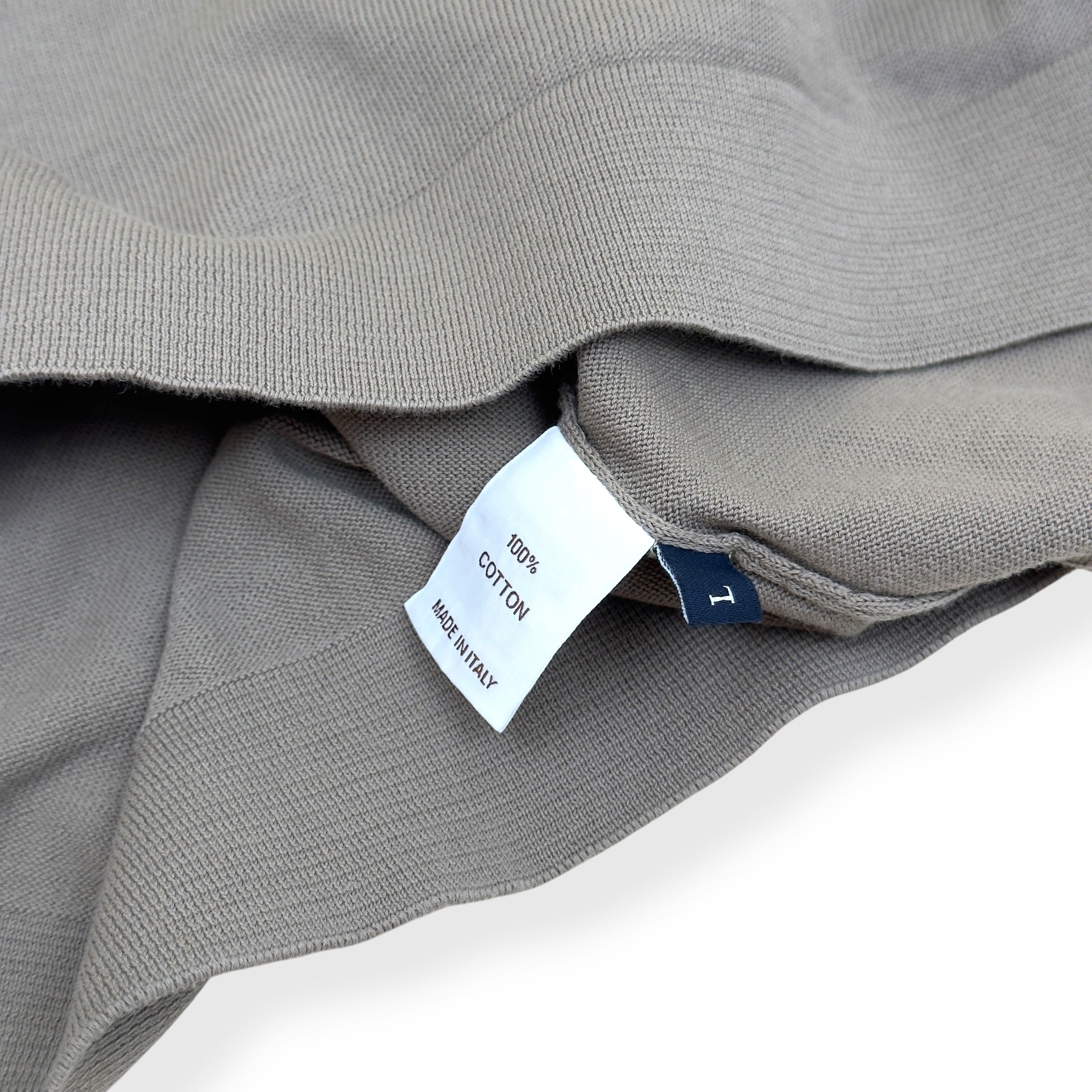 THOM SWEENEY KNITTED COTTON T-SHIRT TAUPE L