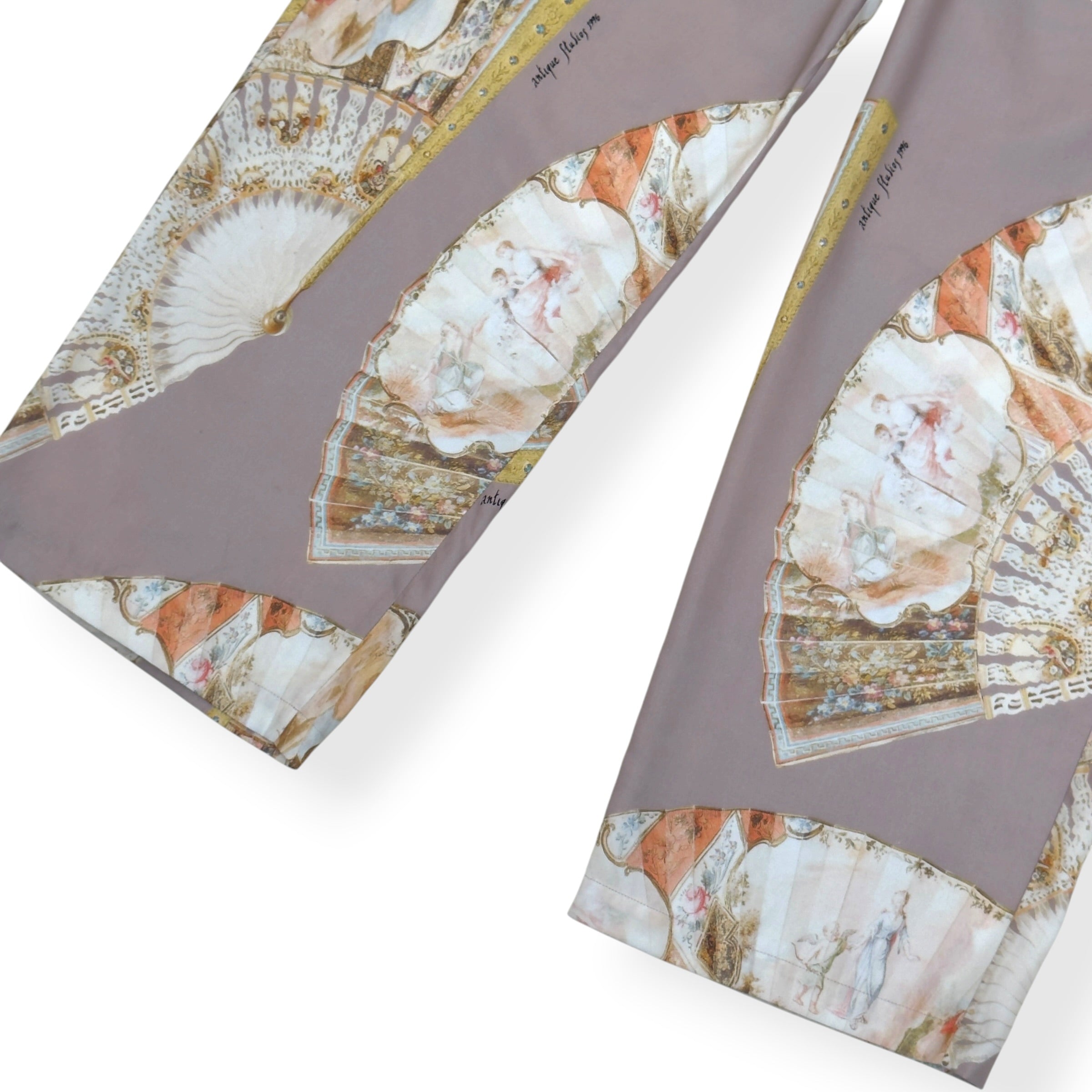 ACNE STUDIOS FAN PRINT WIDE LEG TROUSERS BEIGE SIZE 50 / L