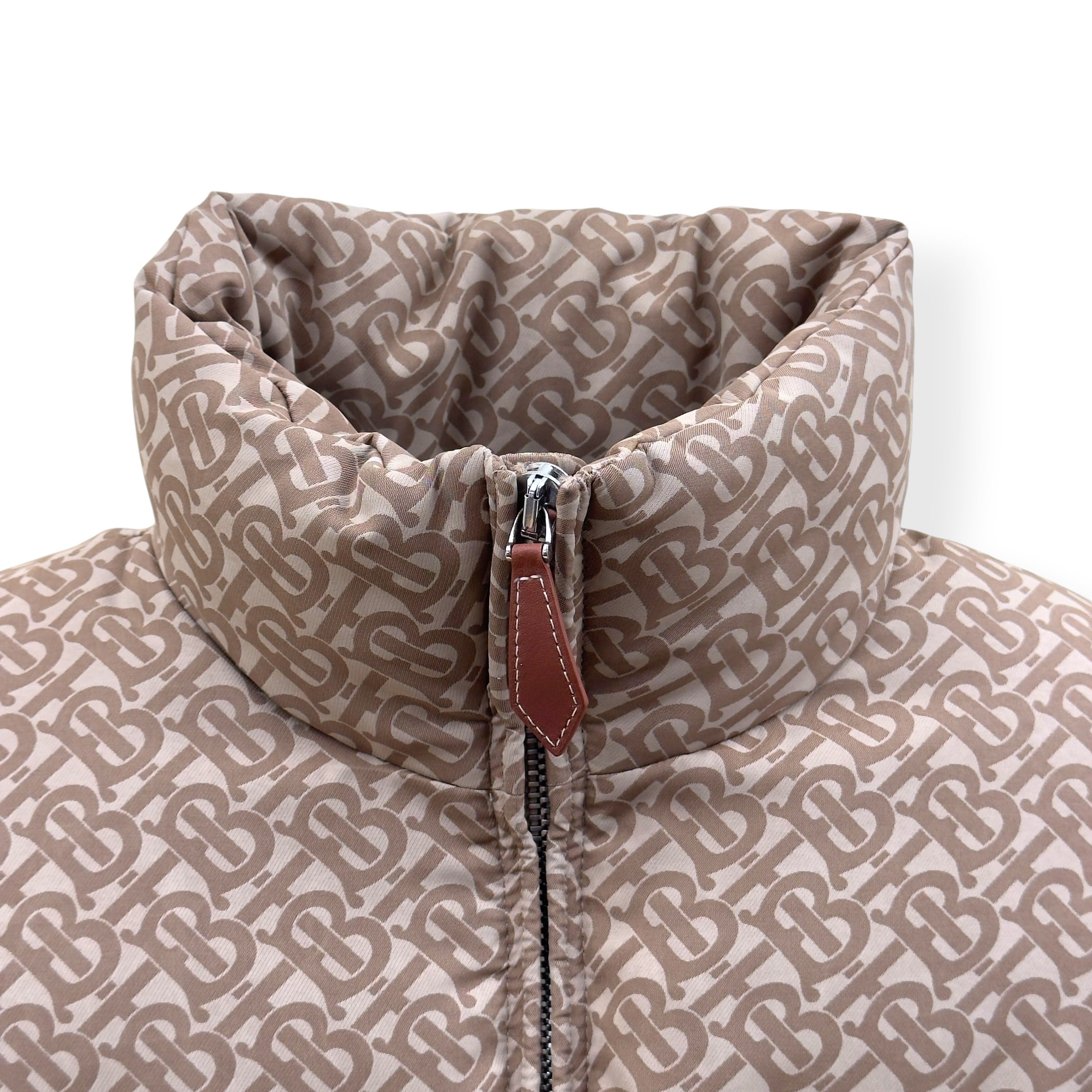 BURBERRY TB MONOGRAM DOWN PUFFER JACKET BROWN M
