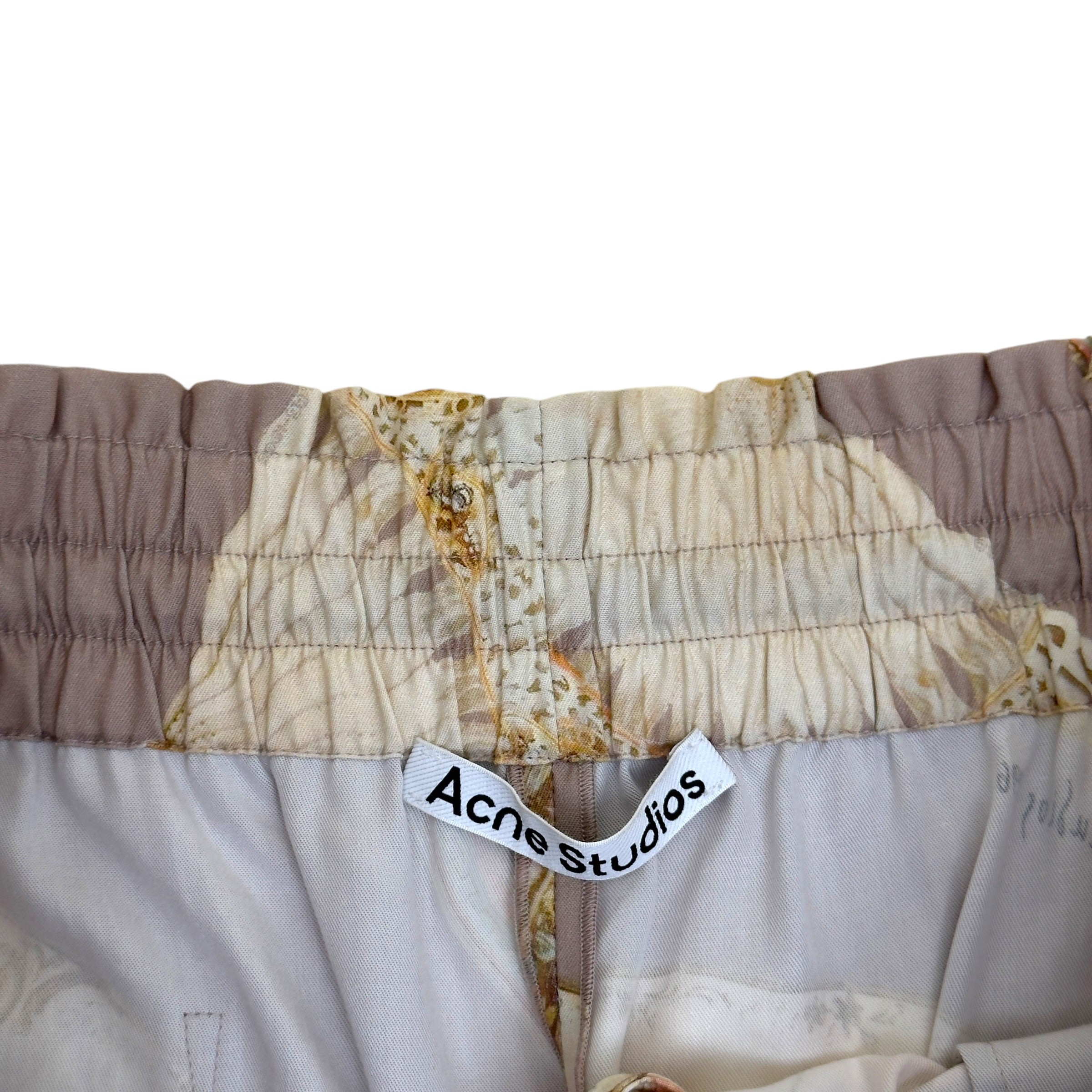 ACNE STUDIOS FAN PRINT WIDE LEG TROUSERS BEIGE SIZE 50 / L