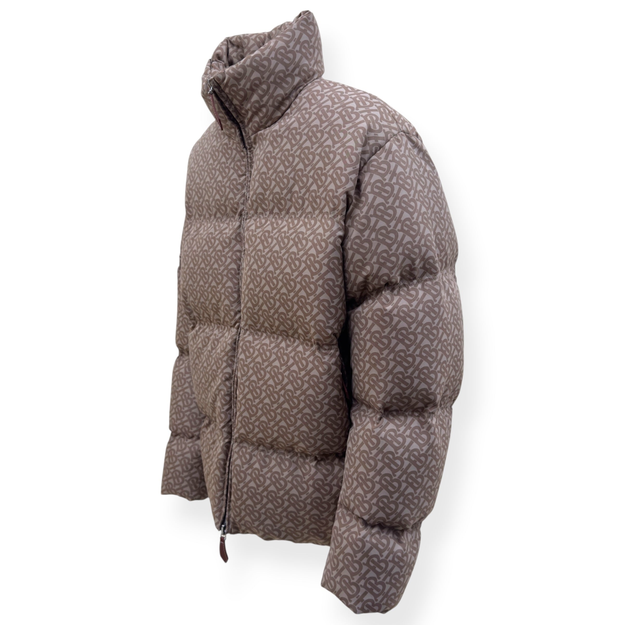 BURBERRY TB MONOGRAM DOWN PUFFER JACKET BROWN M