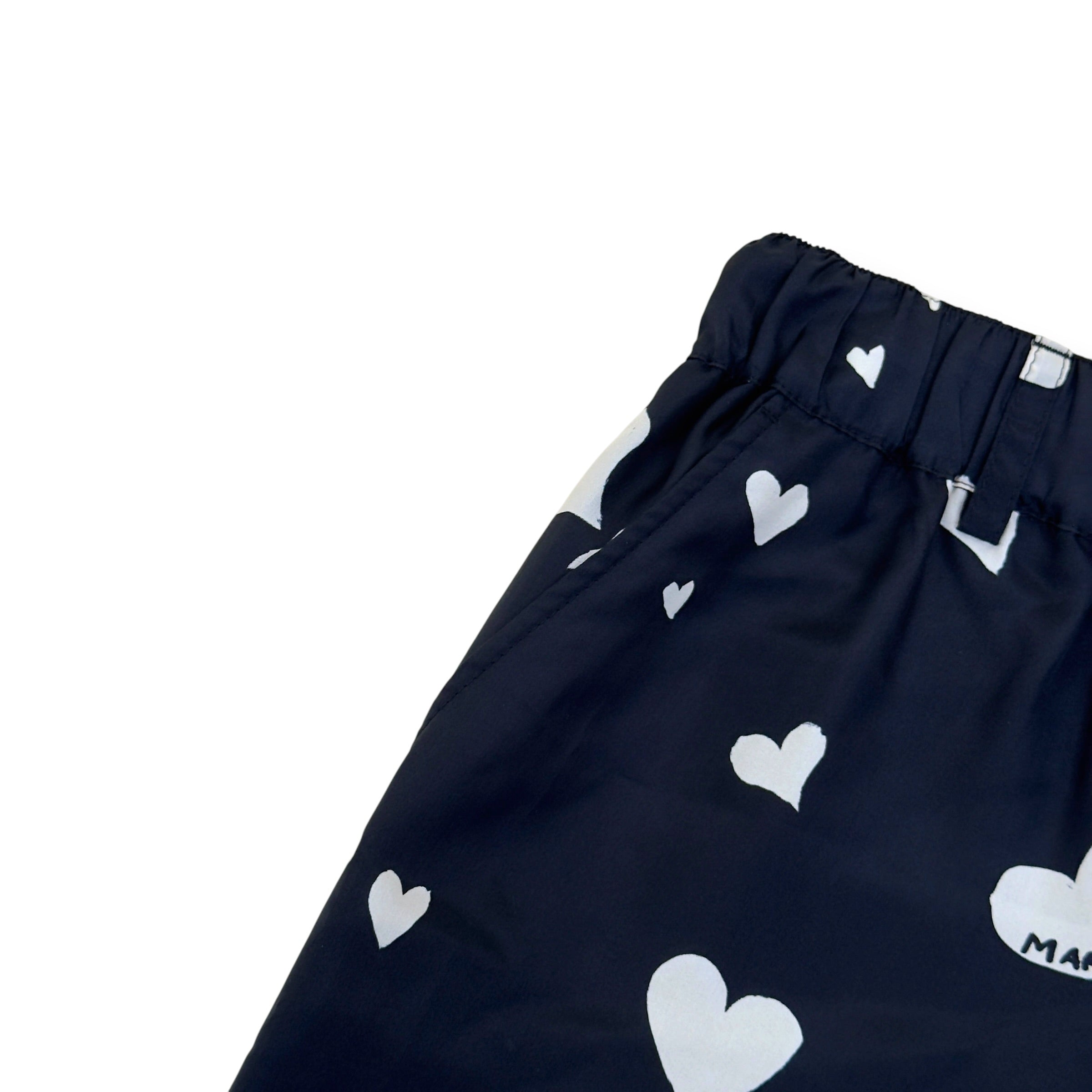 MARNI HEART PRINT SILK TROUSERS NAVY SIZE 50 / L