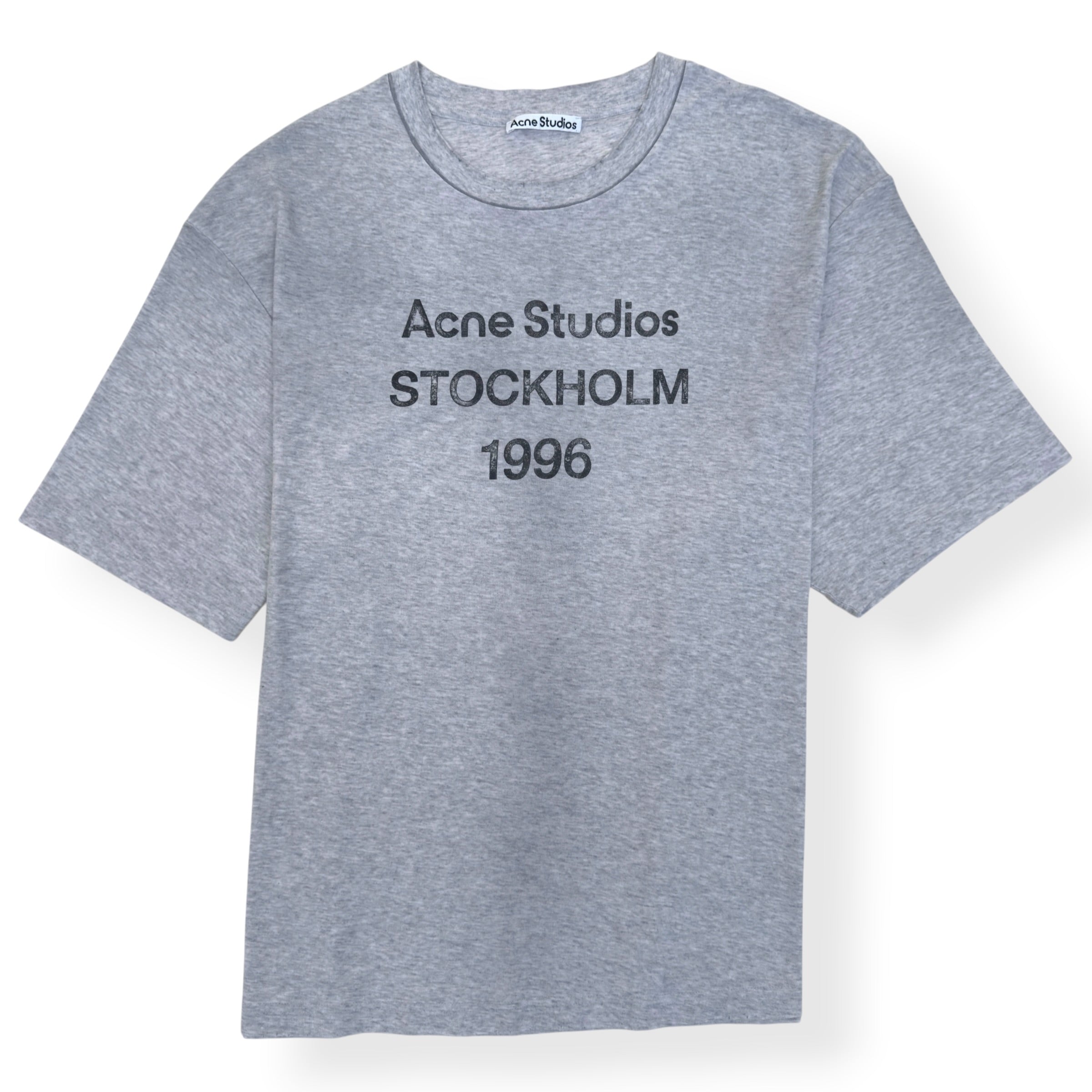 ACNE STUDIOS STOCKHOLM 1996 LOGO T-SHIRT GREY SIZE XXL
